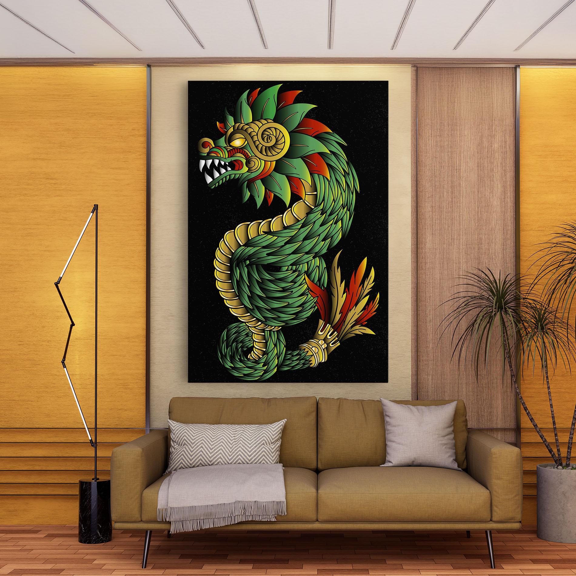 Leinwandbild Green Yellow Dragon mockup 9