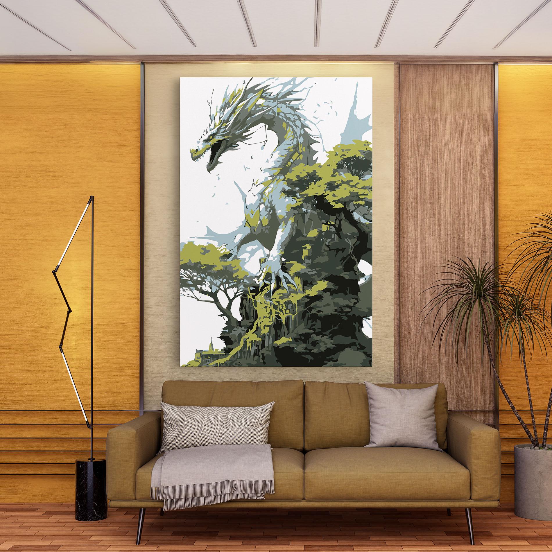 Leinwandbild Grey Nature Dragon mockup 9