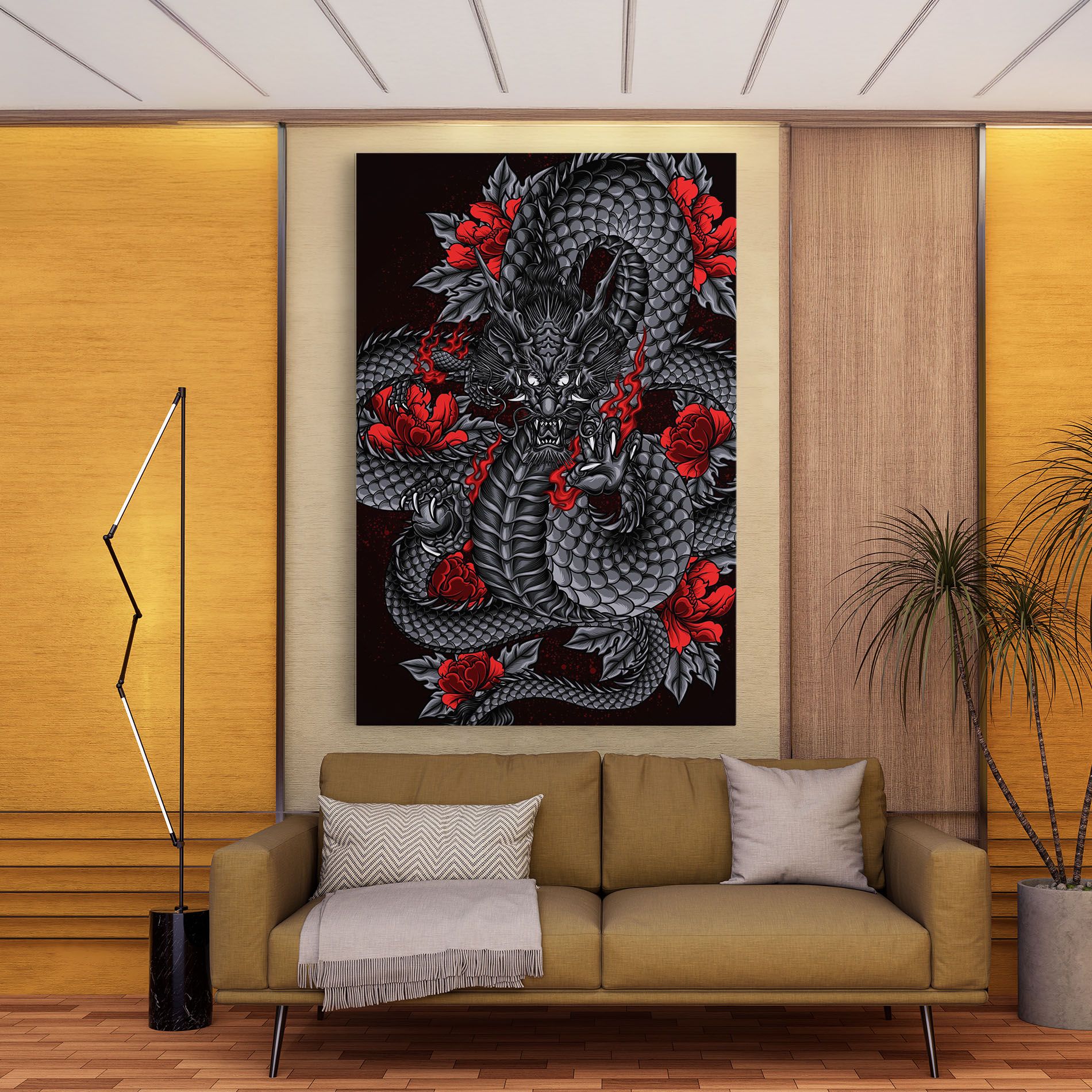 Red Flower Dragon mockup 9