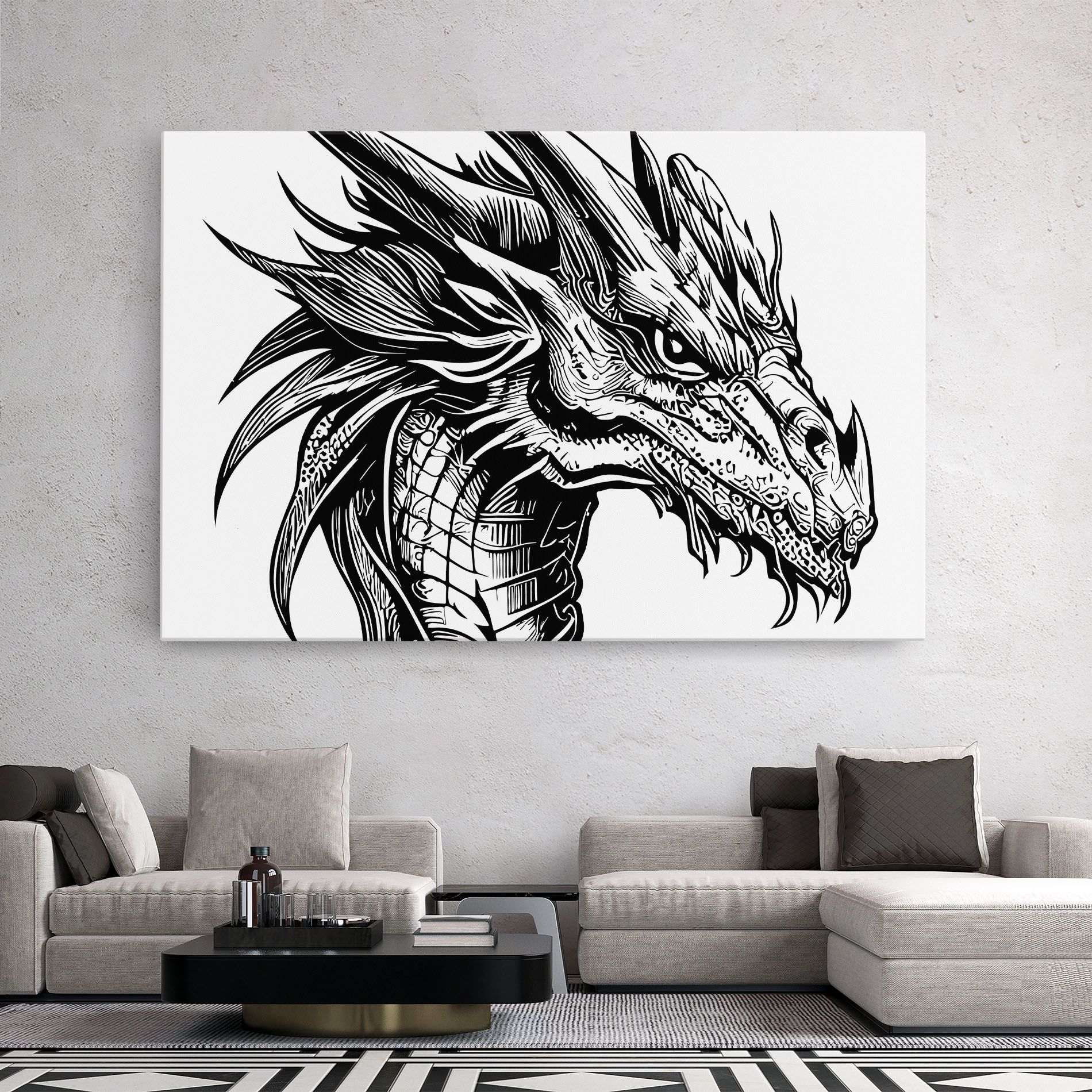 Black Line Dragon mockup 2