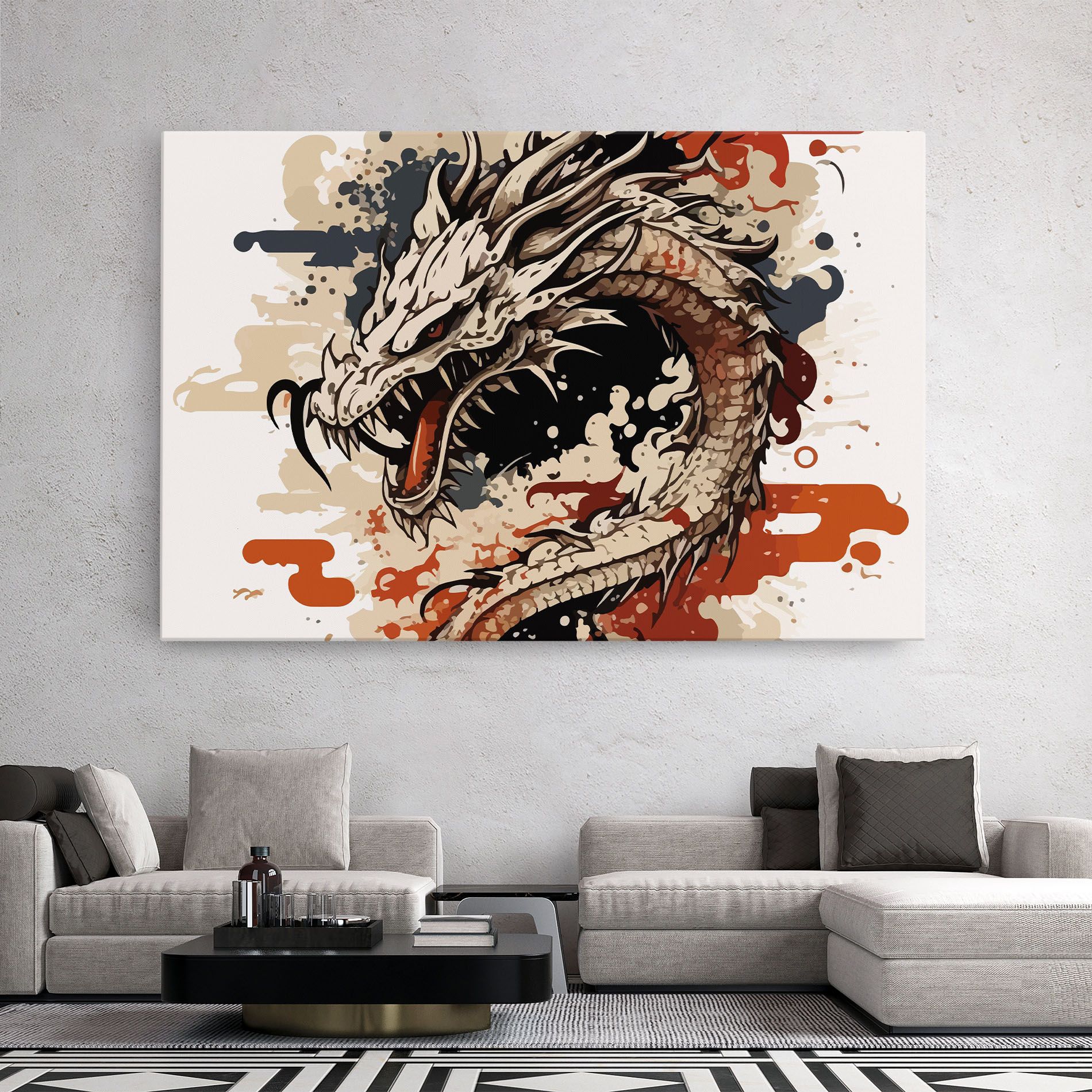 Cream Dragon Art mockup 2