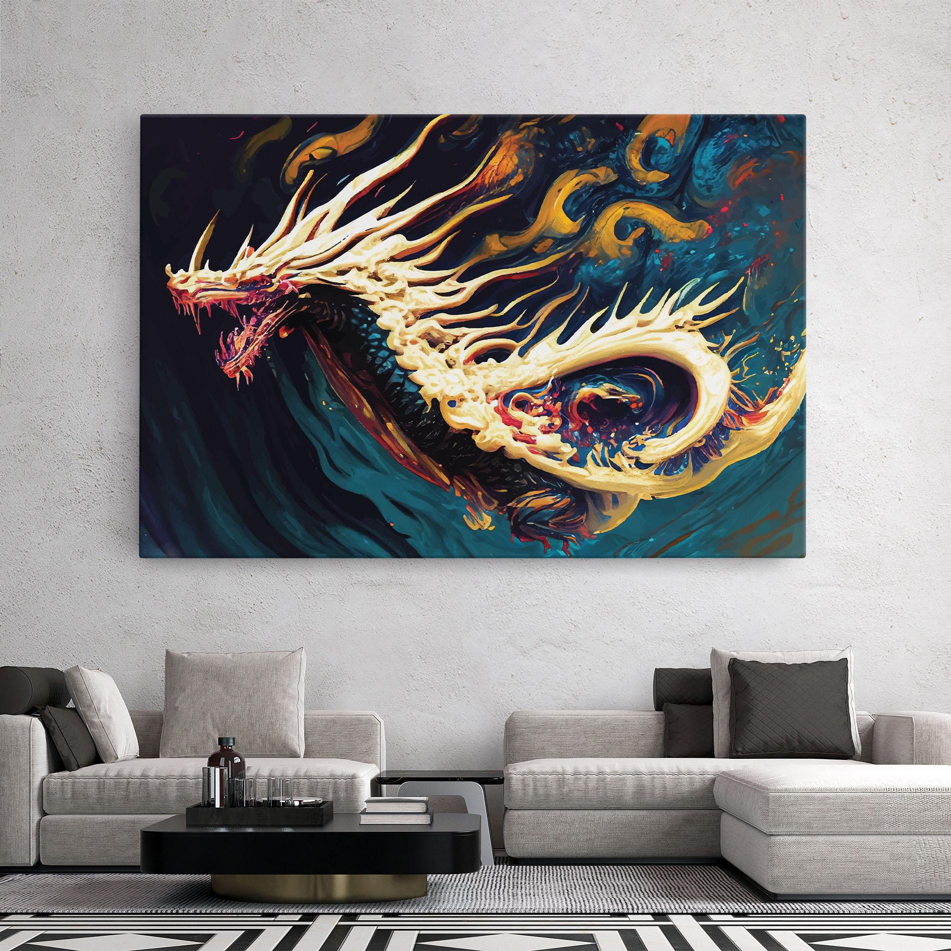 Leinwandbild Flying Acrylic Dragon mockup 2