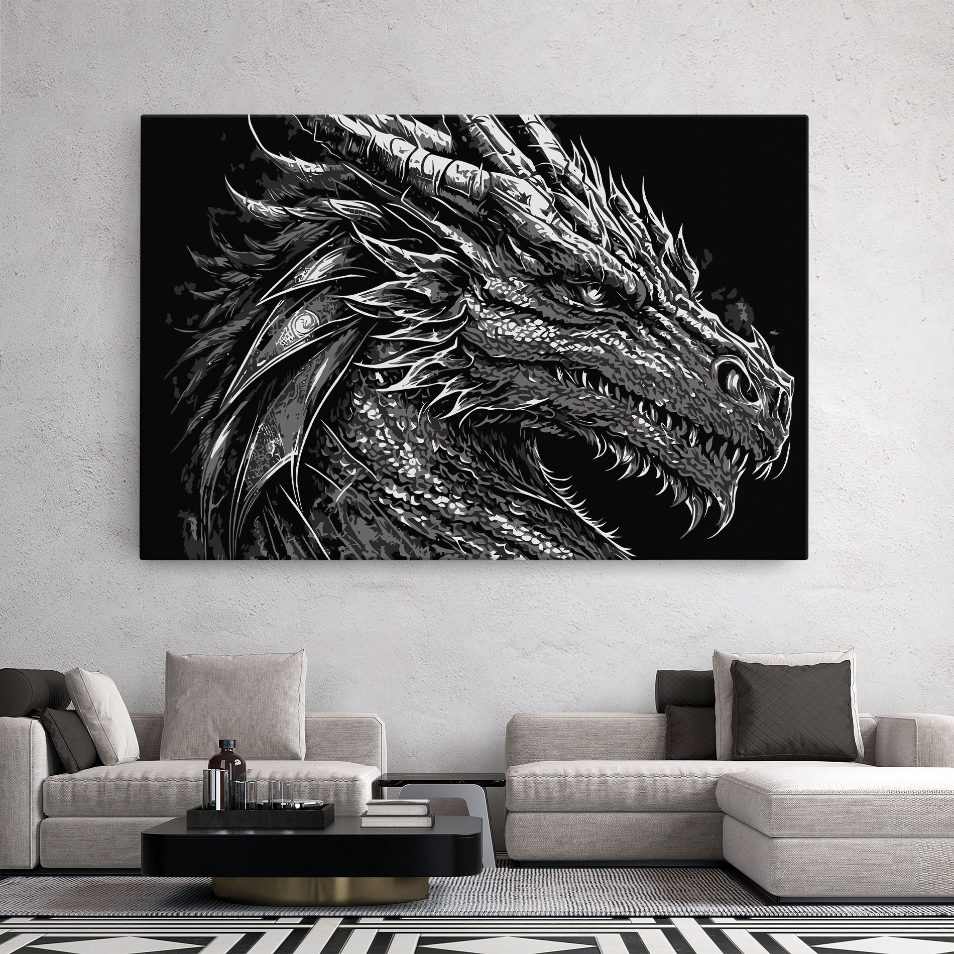 Grey White Dragon mockup 2
