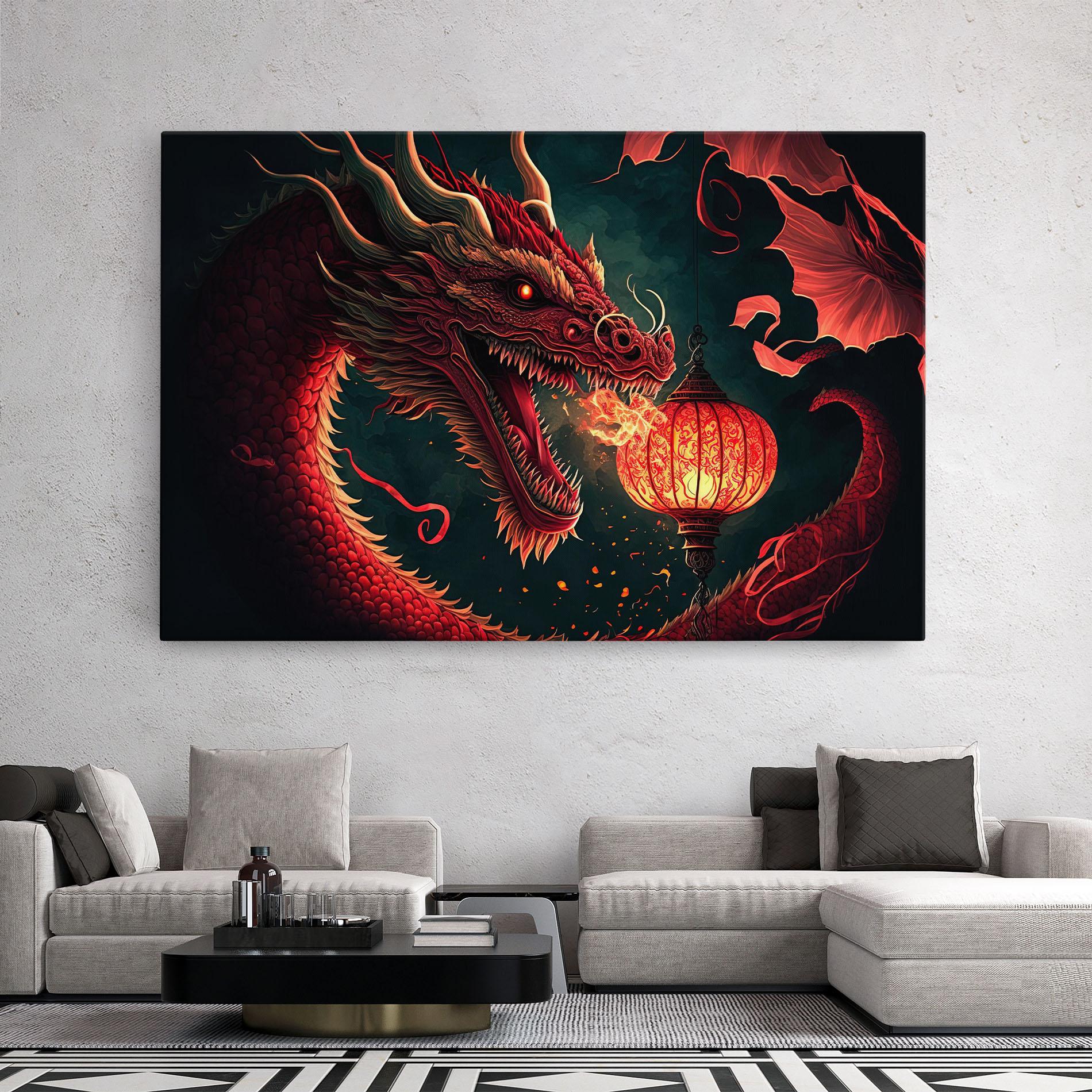 Leinwandbild Red Fire Dragon mockup 2