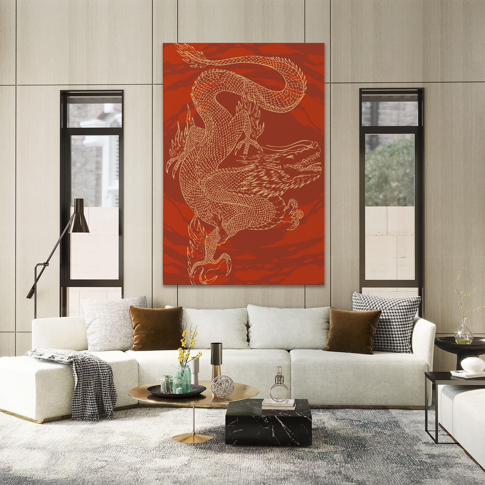 Leinwandbild Chinese Dragon Red mockup 2