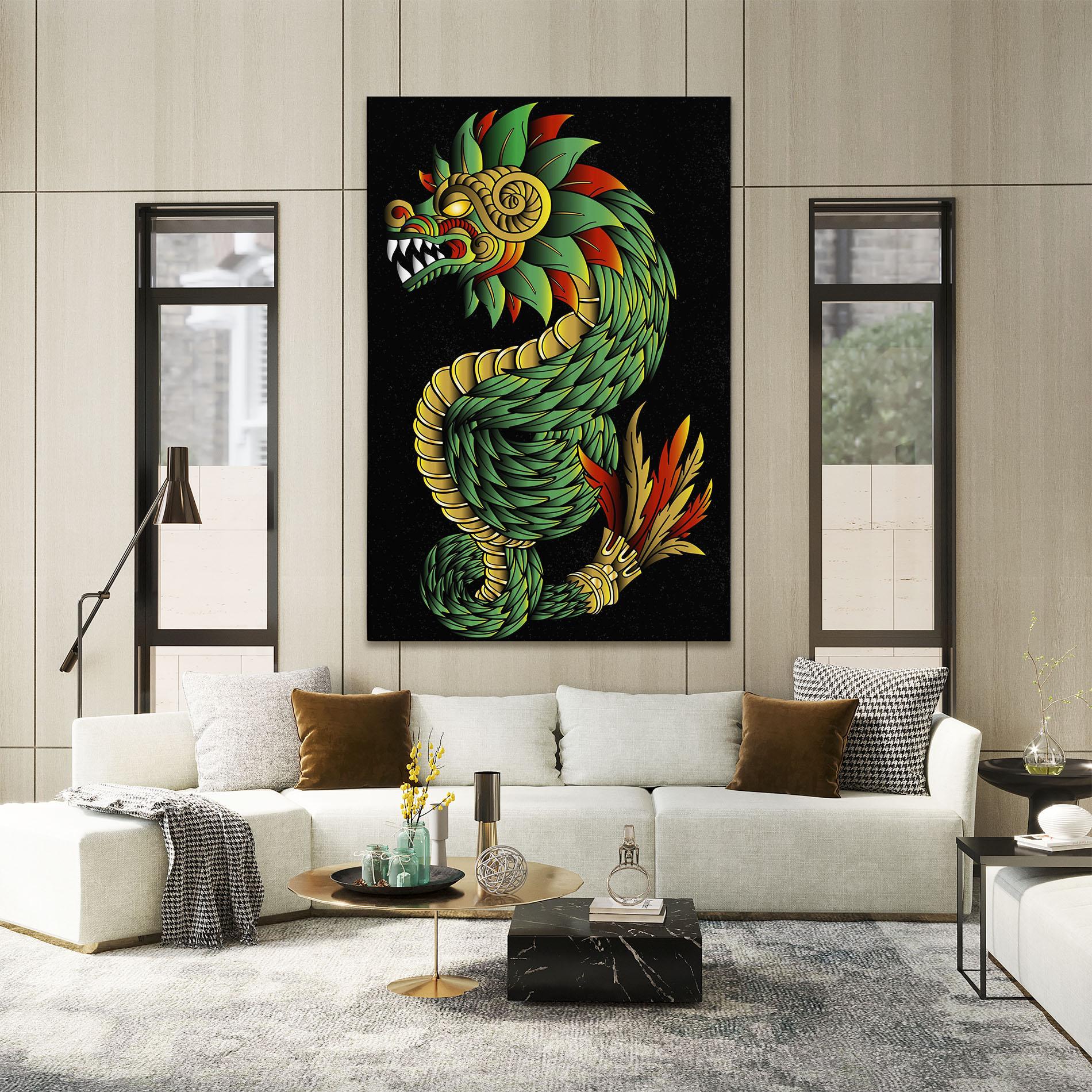 Leinwandbild Green Yellow Dragon mockup 2