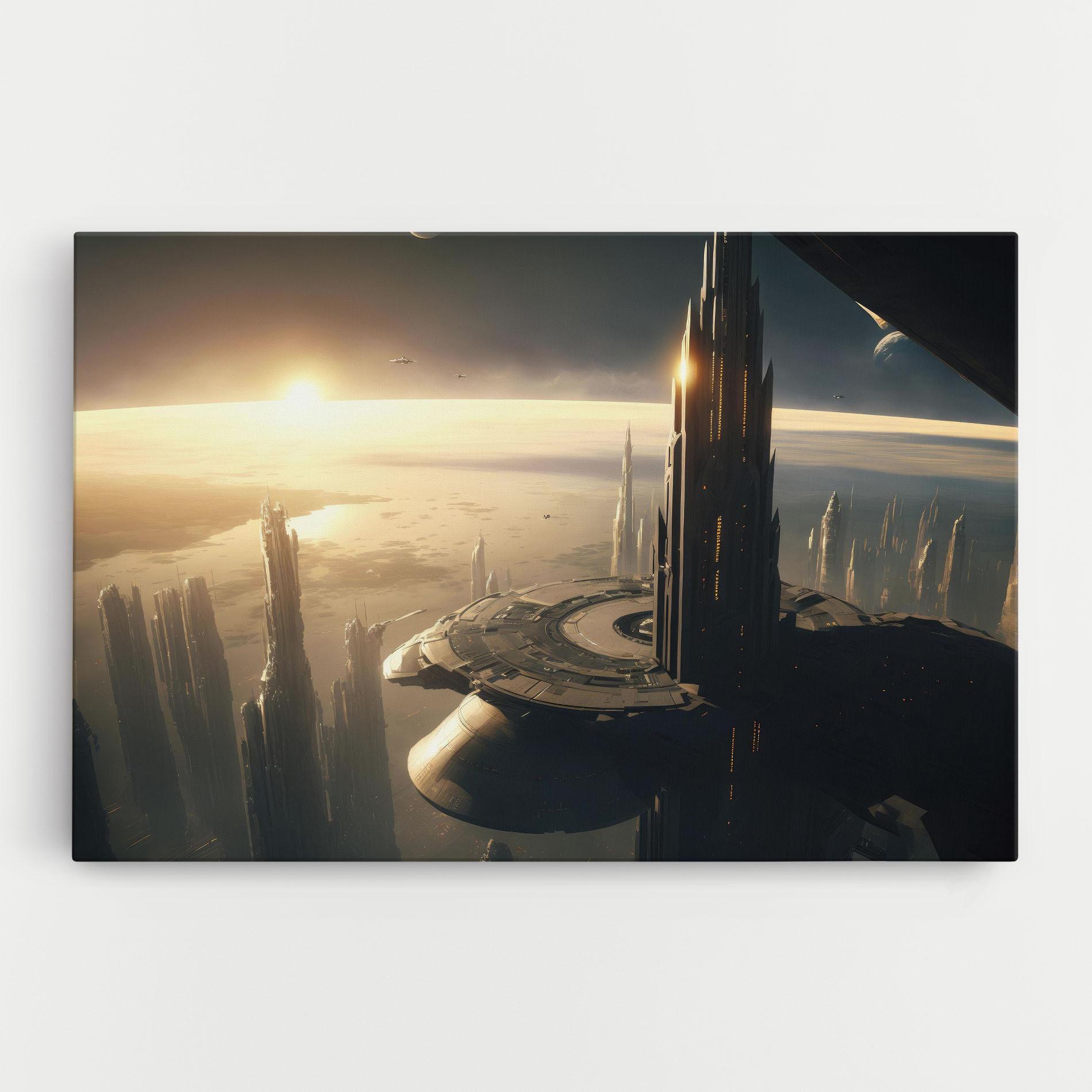 Leinwandbild Fantasy Futuristic Cityscape mockup 0