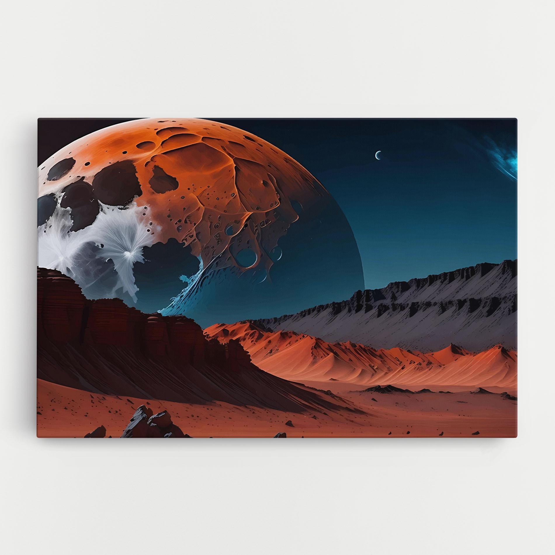 Leinwandbild Grey Orange Moon Art mockup 0