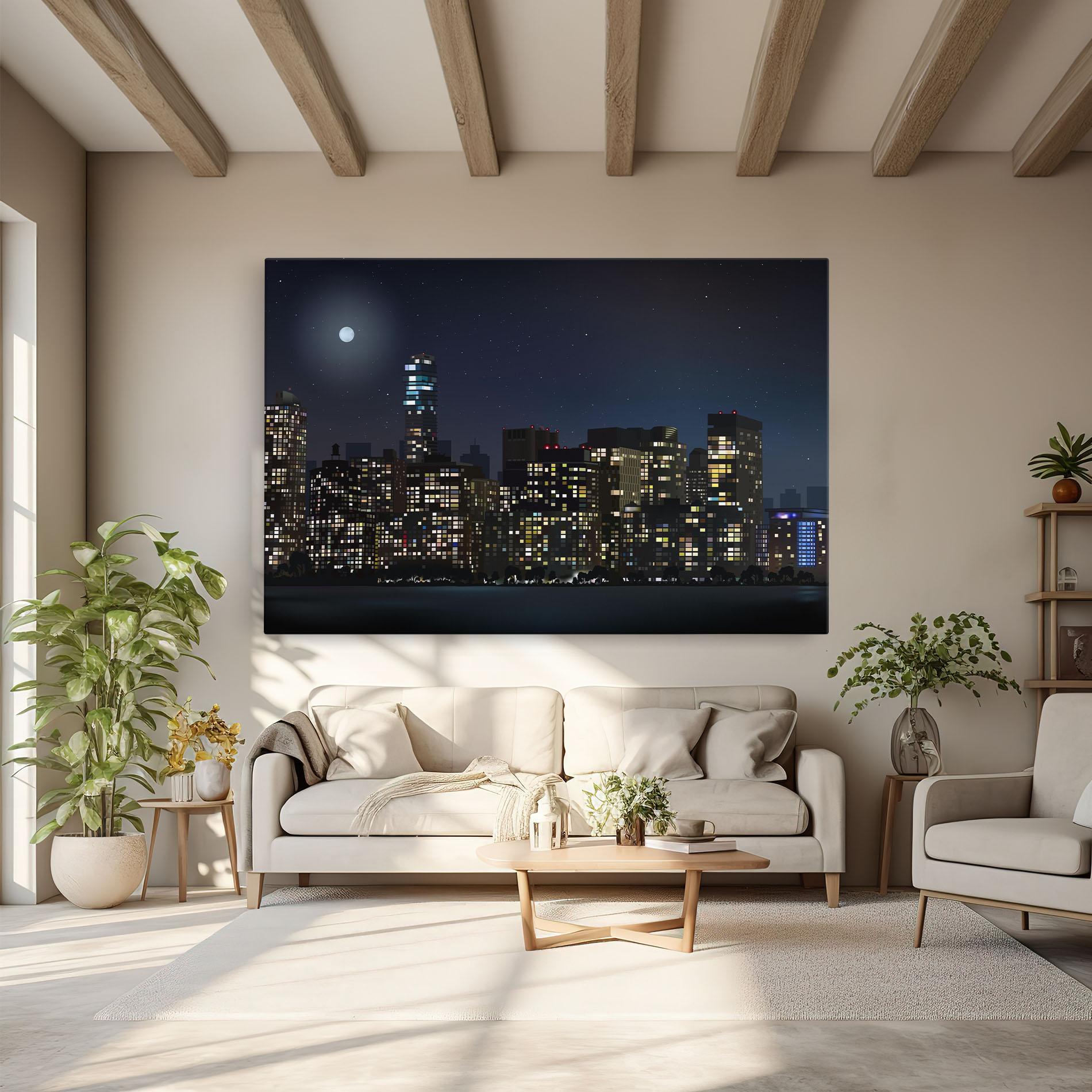 Leinwandbild Urban City Night mockup 6