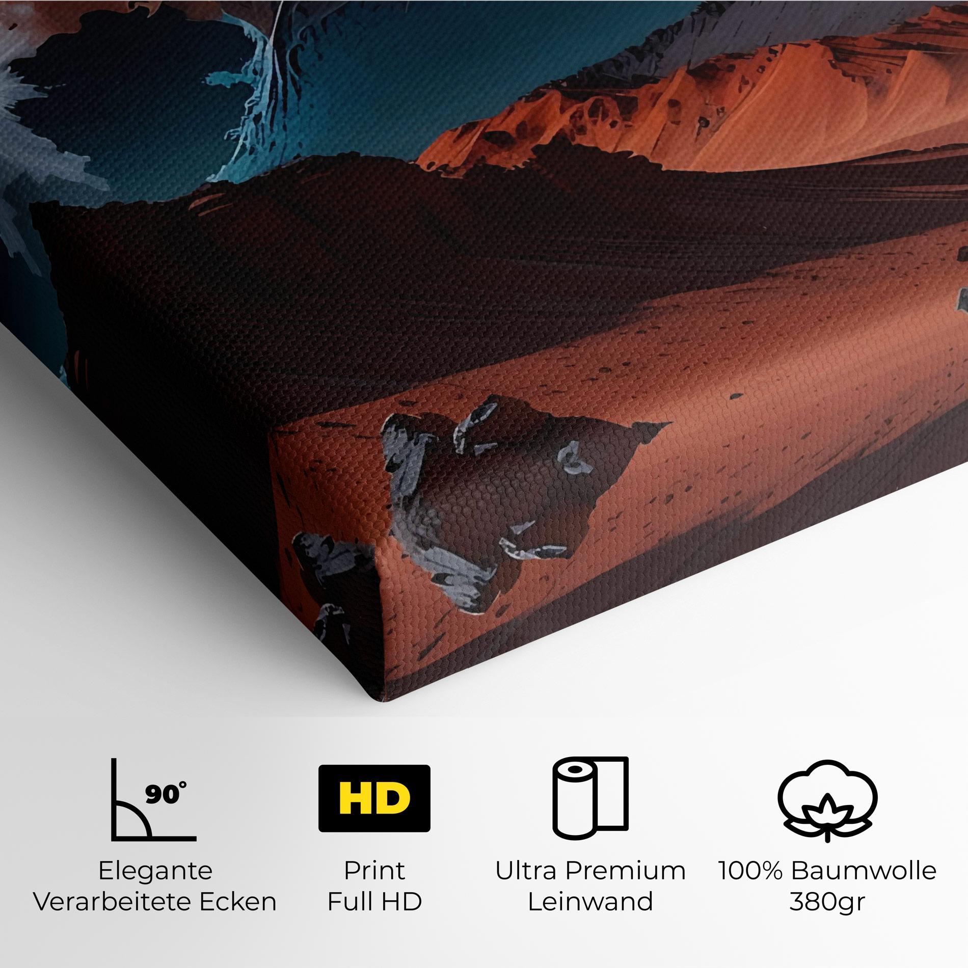 Leinwandbild Grey Orange Moon Art mockup 4