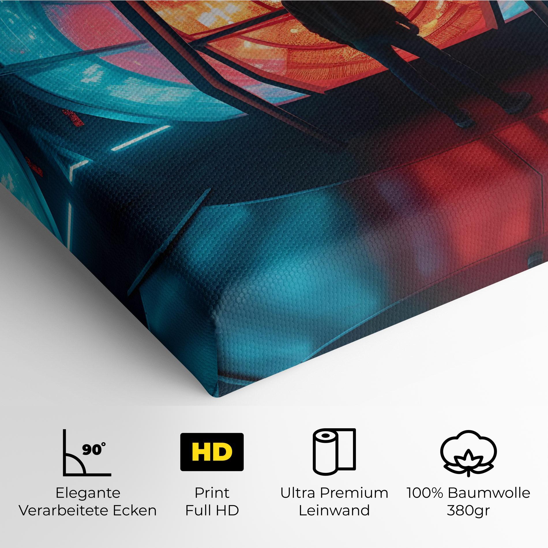 Leinwandbild Tunnel Red Blue Light mockup 4