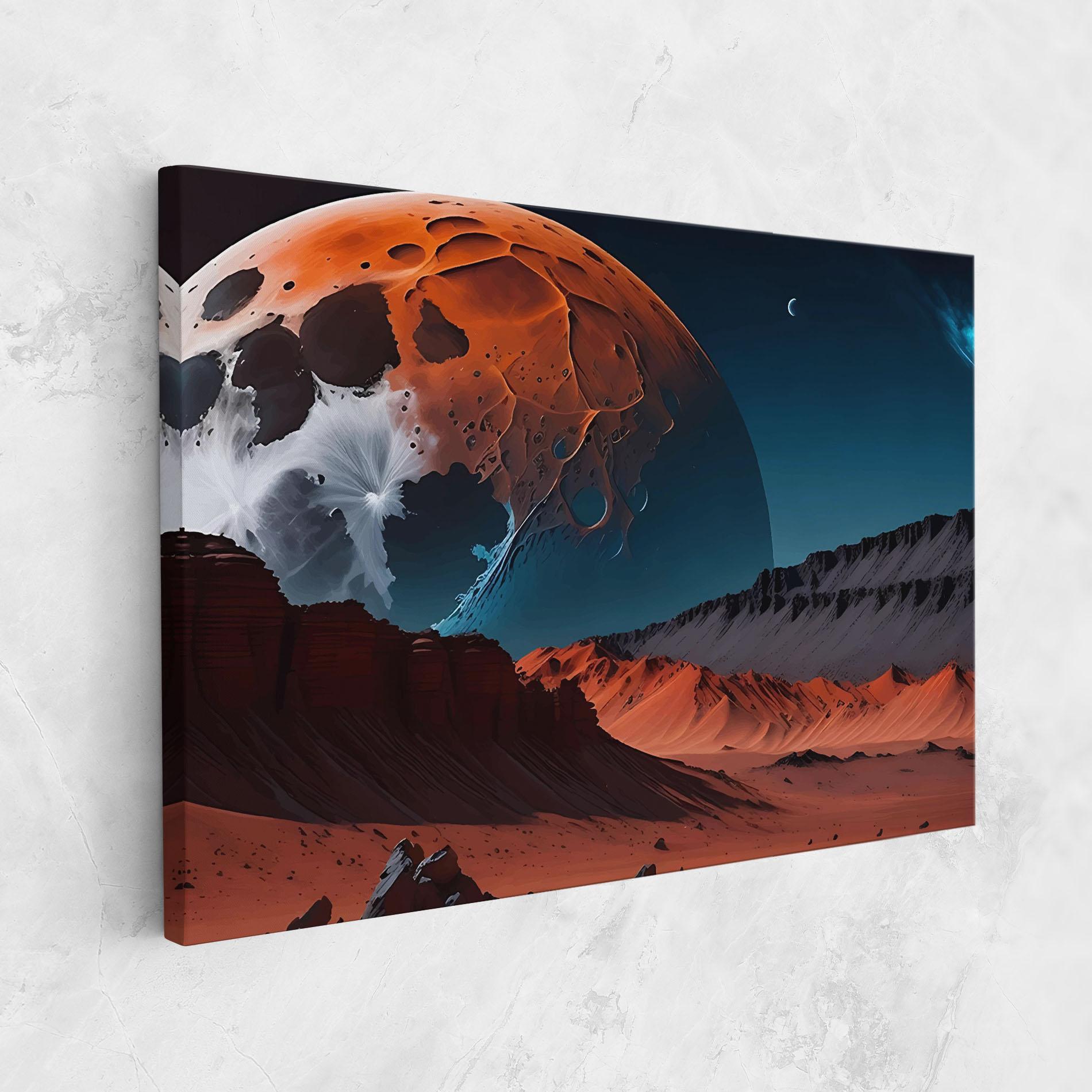 Leinwandbild Grey Orange Moon Art mockup 1