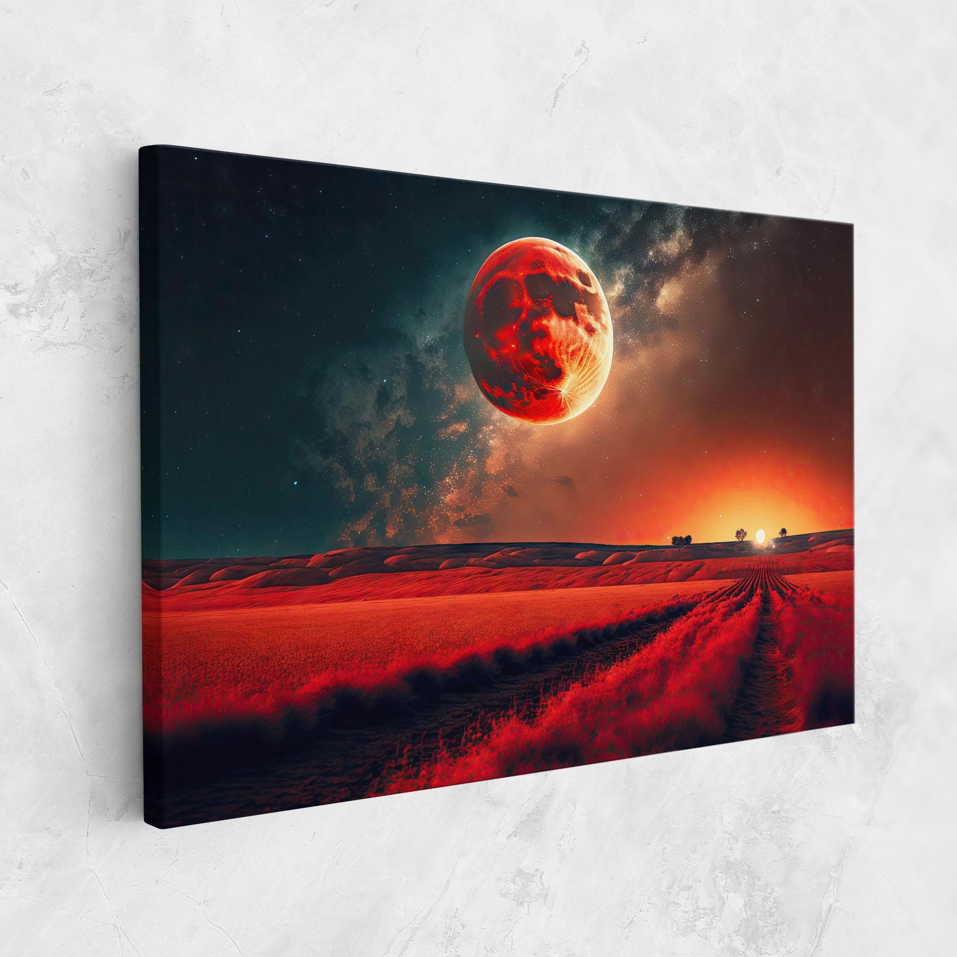 Leinwandbild Huge Red Moon mockup 1