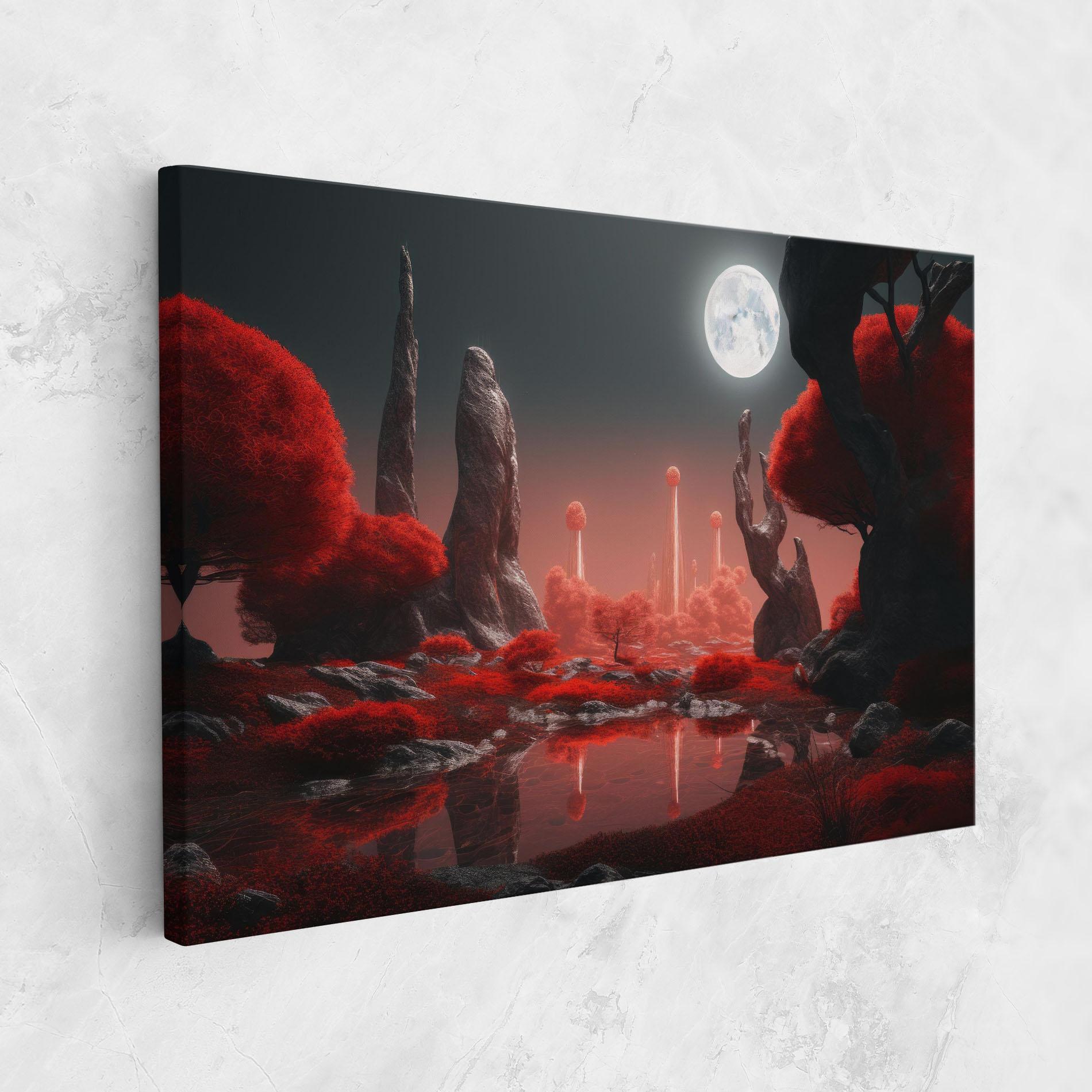 Leinwandbild Red Alien Trees mockup 1
