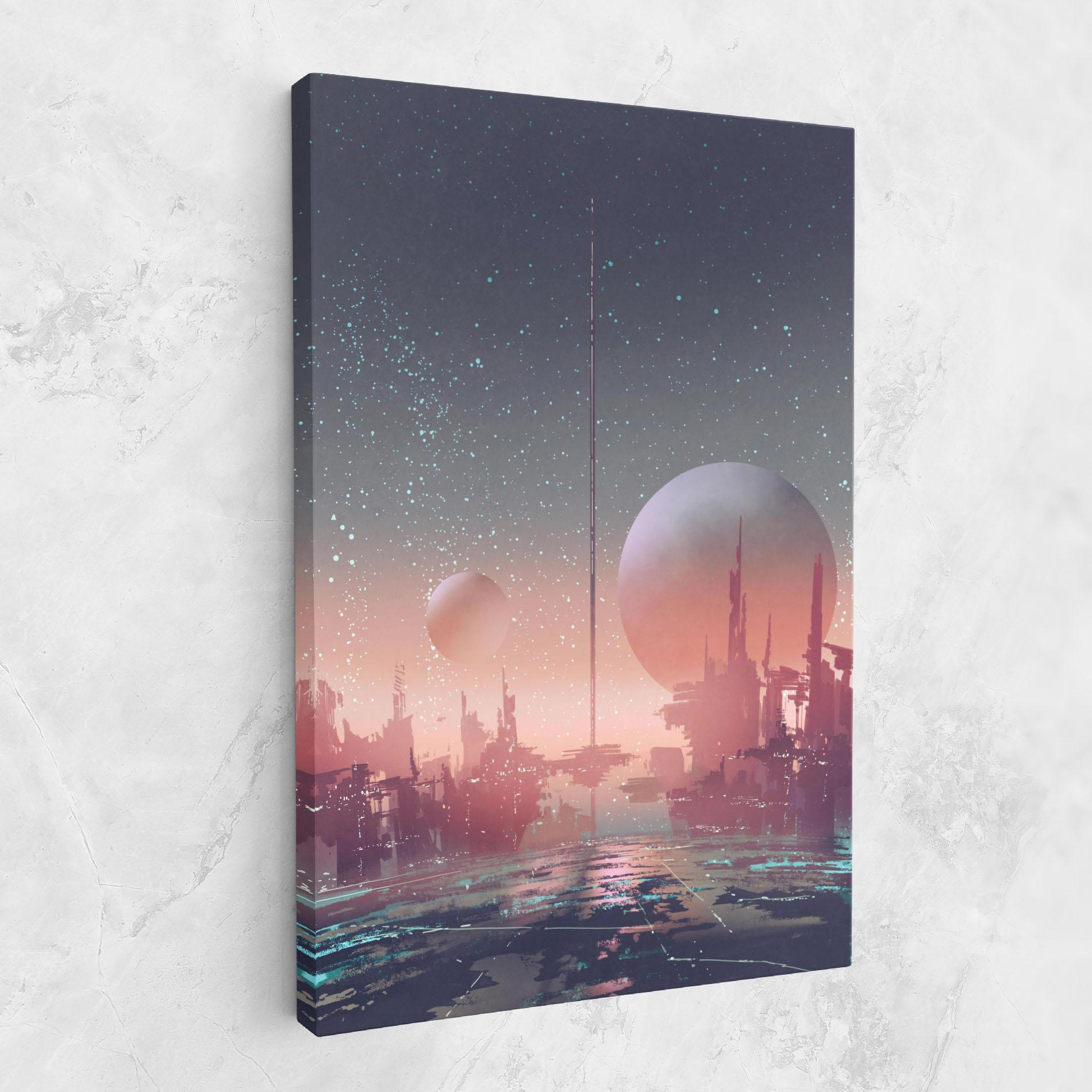 Leinwandbild Futuristic Alien Buildings mockup 1