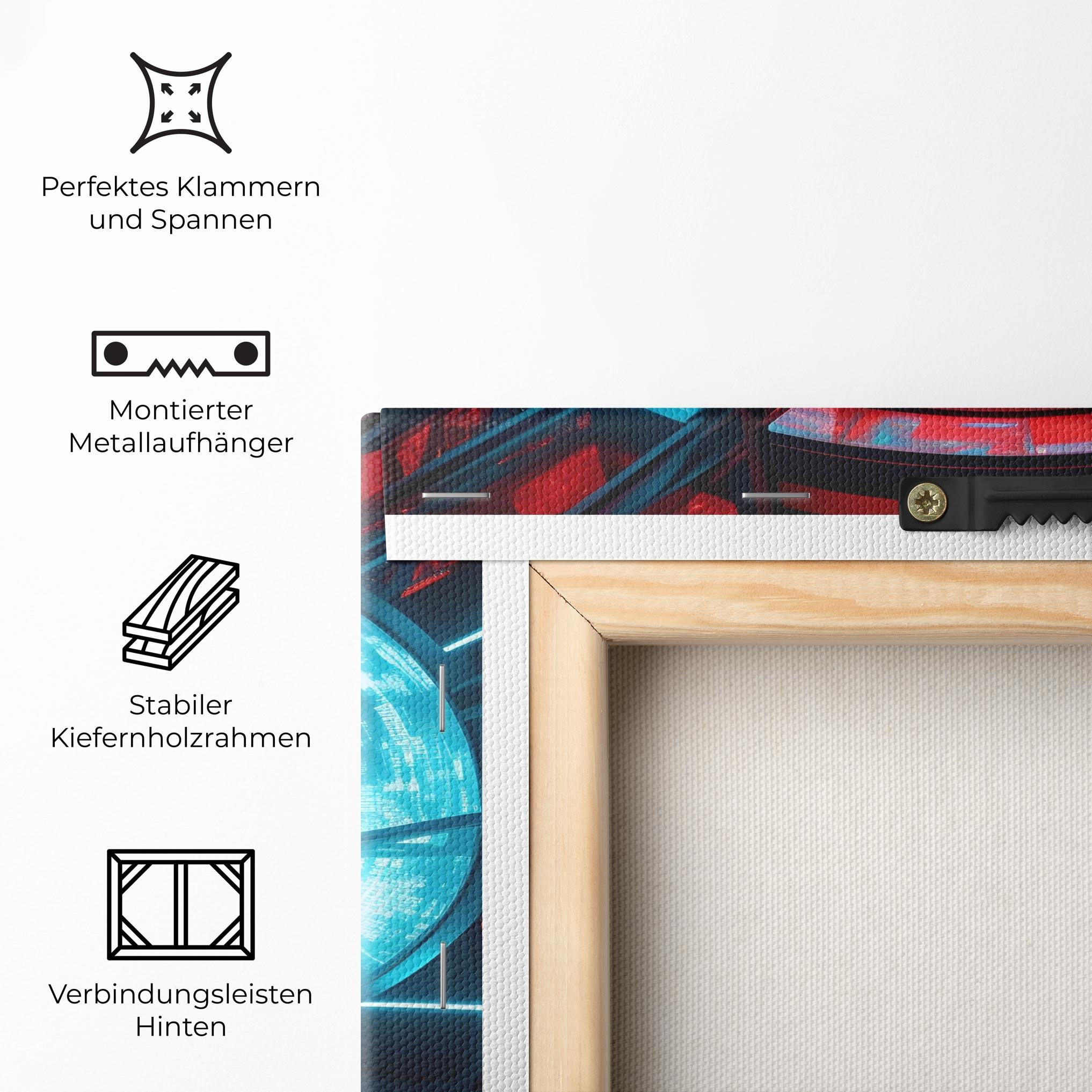 Leinwandbild Tunnel Red Blue Light mockup 5