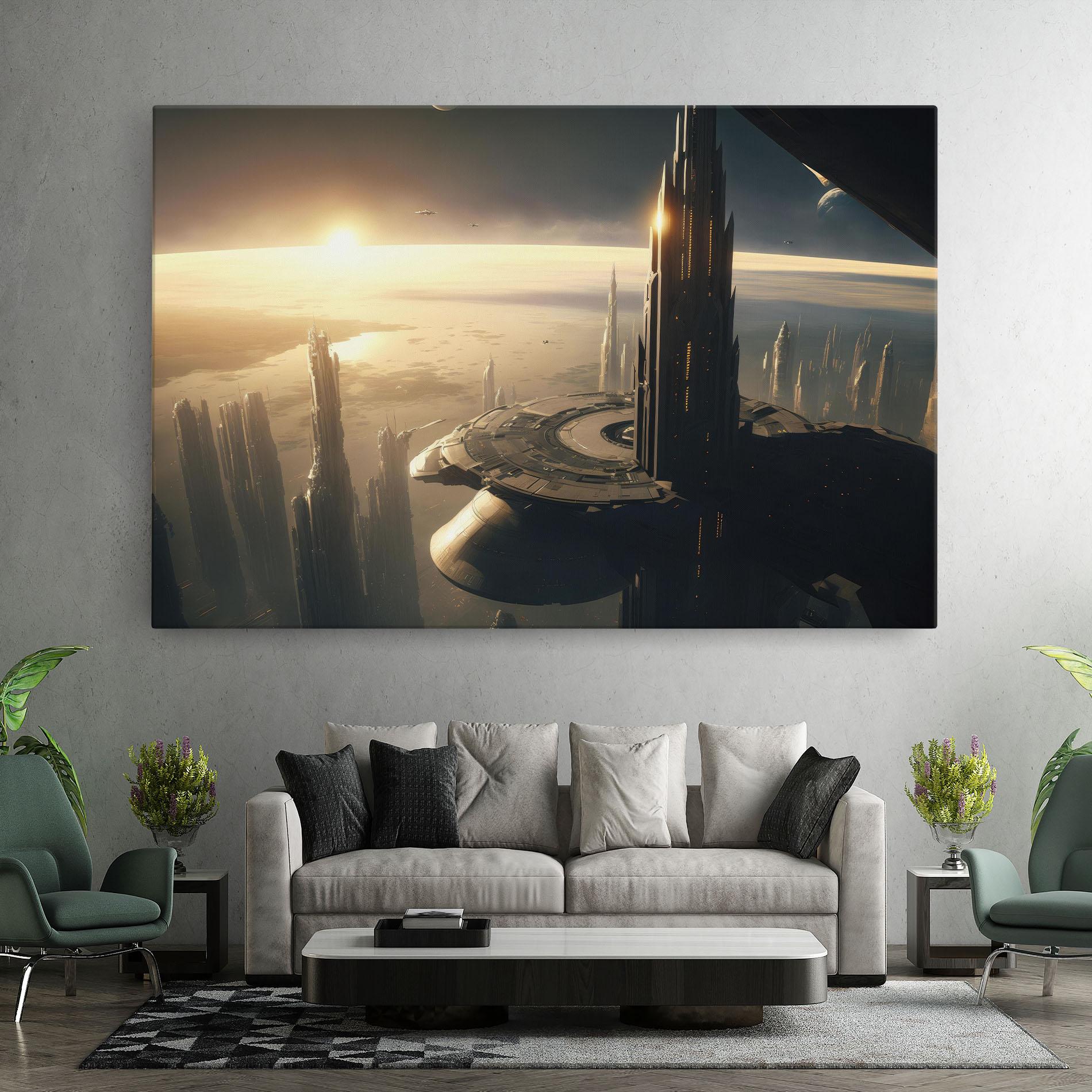 Leinwandbild Fantasy Futuristic Cityscape mockup 7