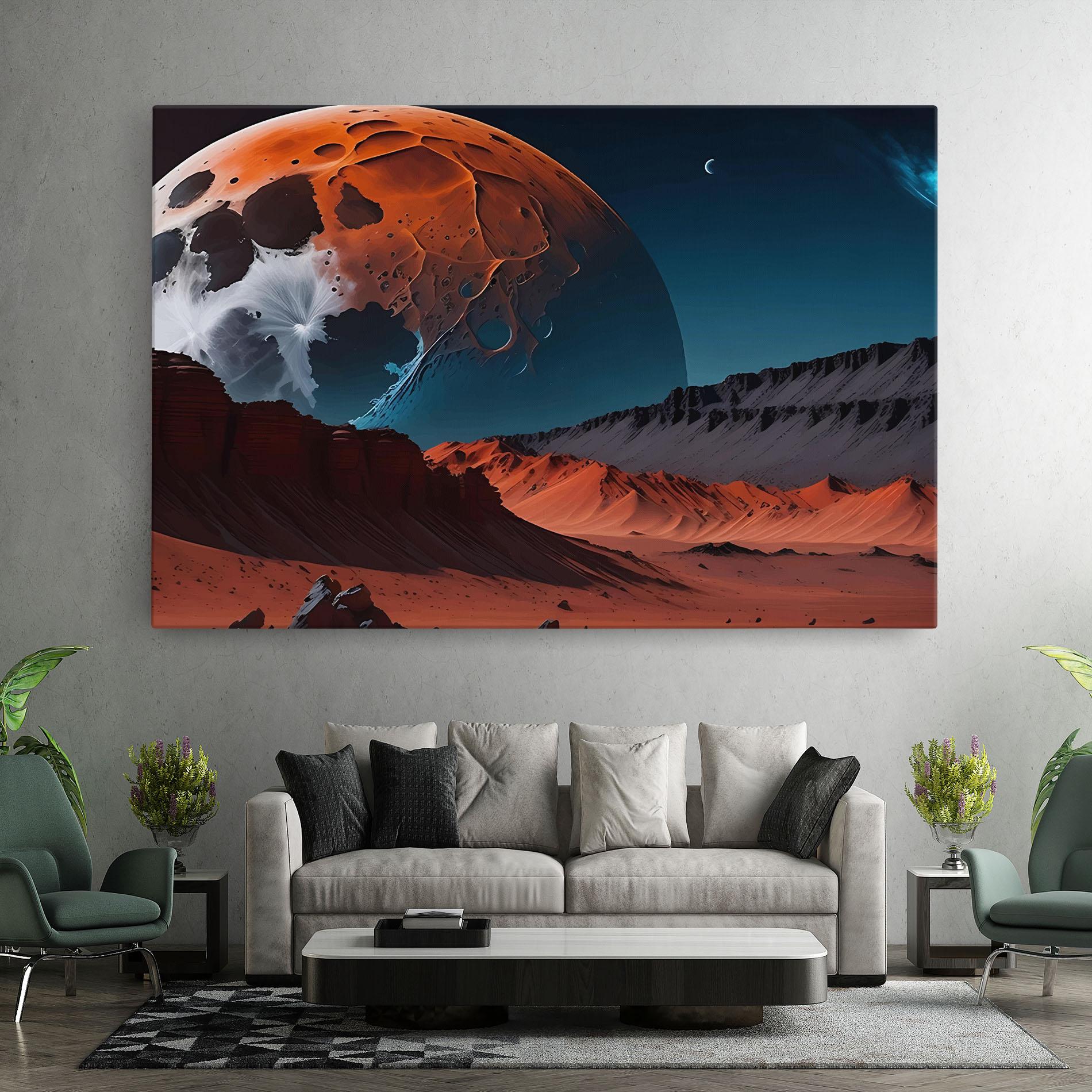 Leinwandbild Grey Orange Moon Art mockup 7