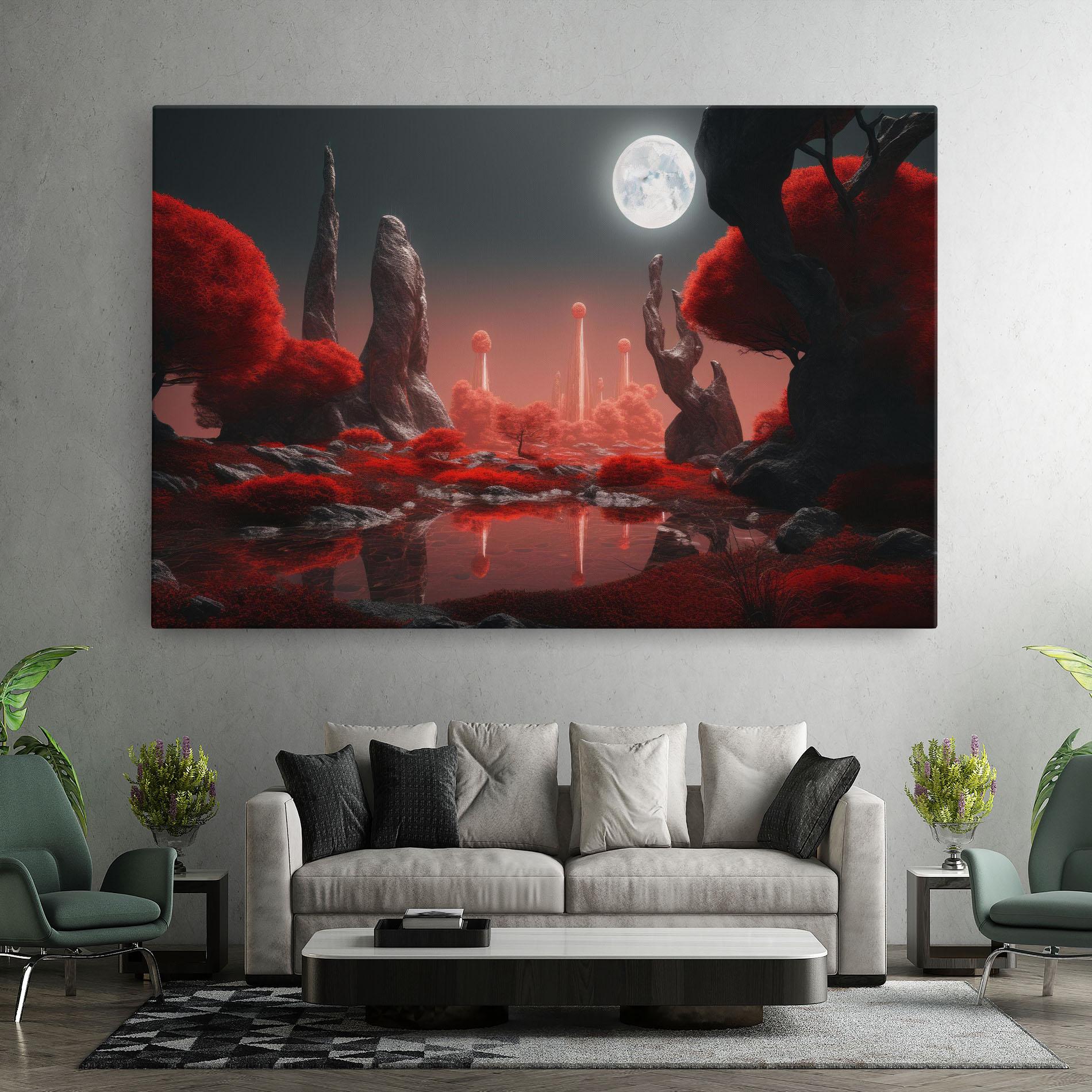 Leinwandbild Red Alien Trees mockup 7