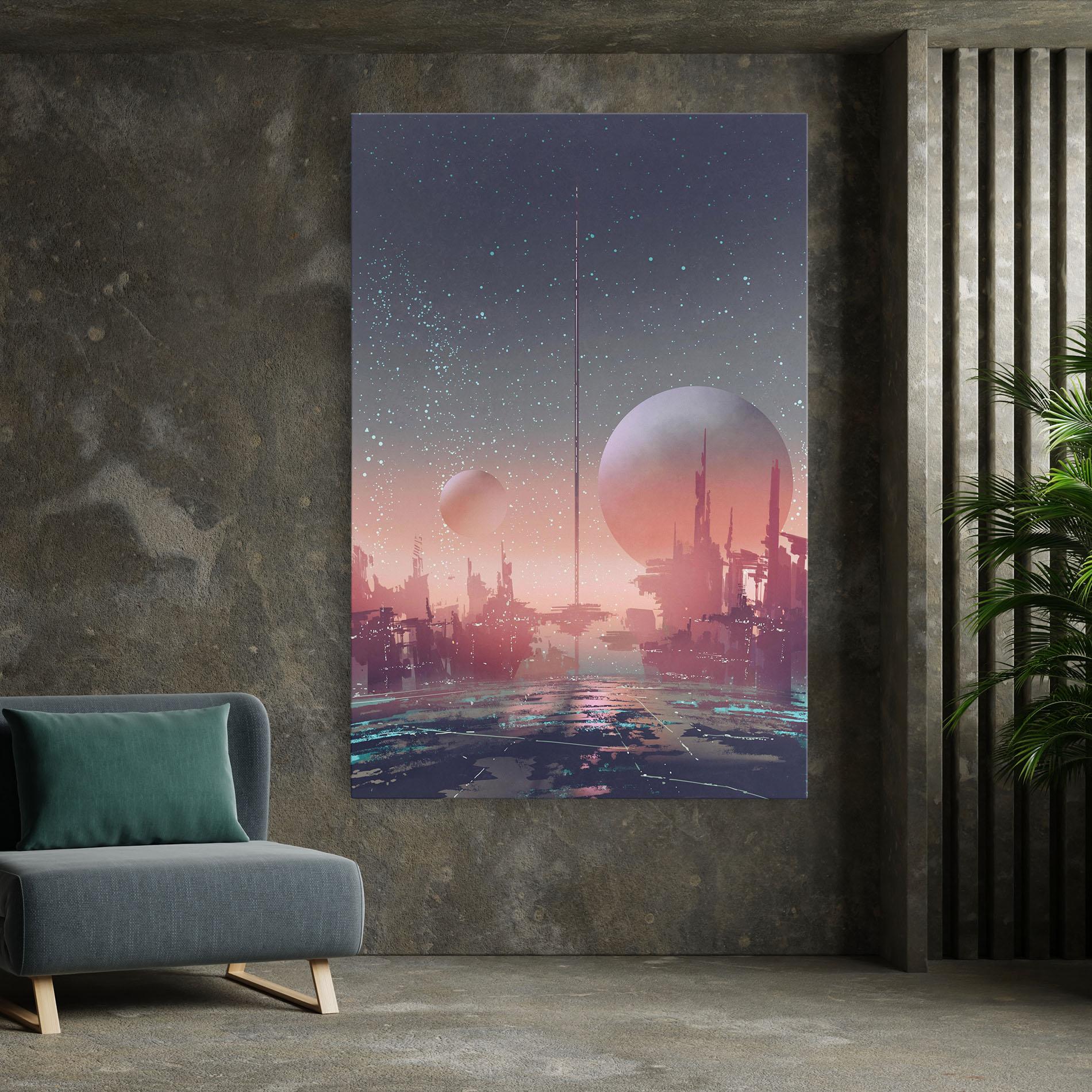 Leinwandbild Futuristic Alien Buildings mockup 7