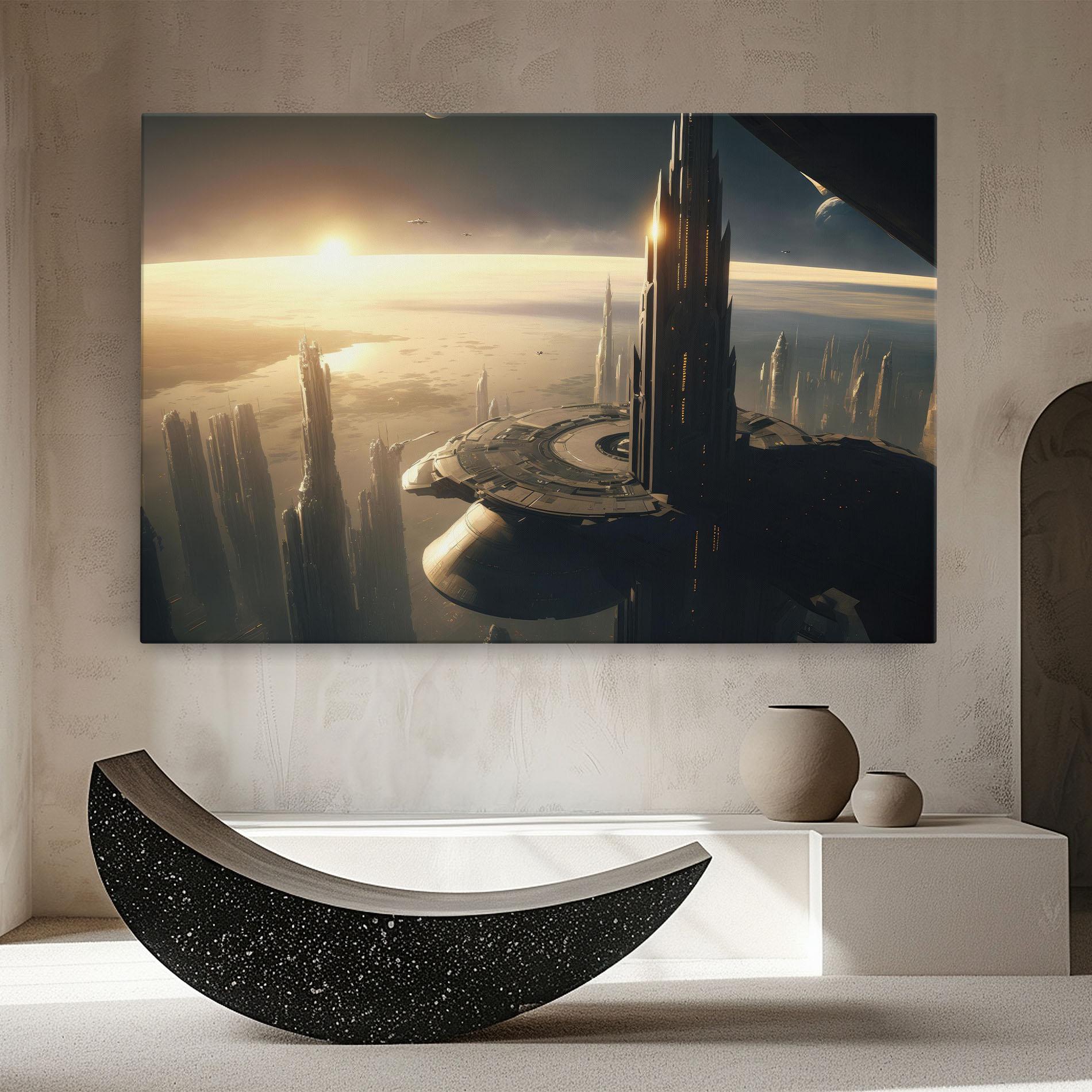 Leinwandbild Fantasy Futuristic Cityscape mockup 8