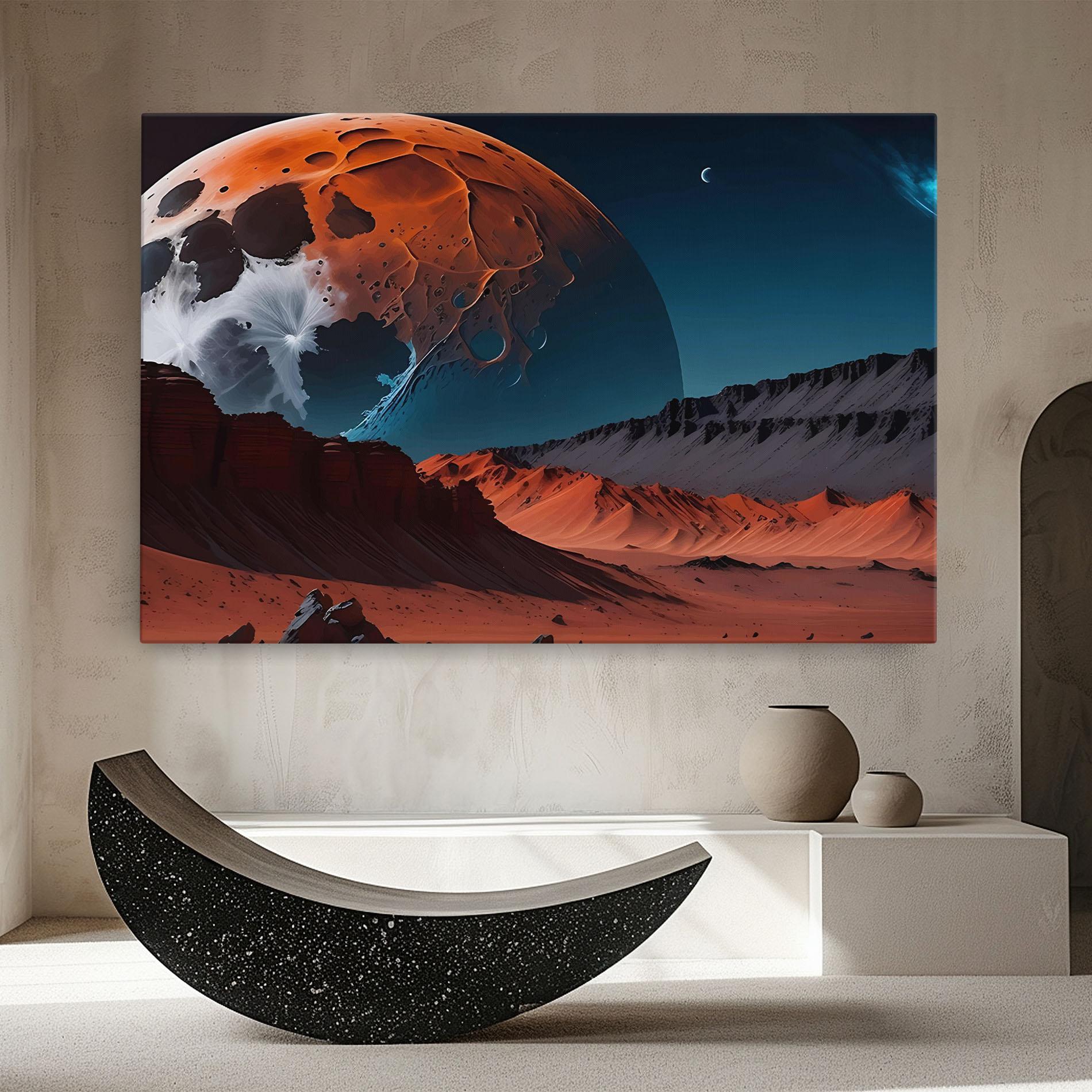 Leinwandbild Grey Orange Moon Art mockup 8