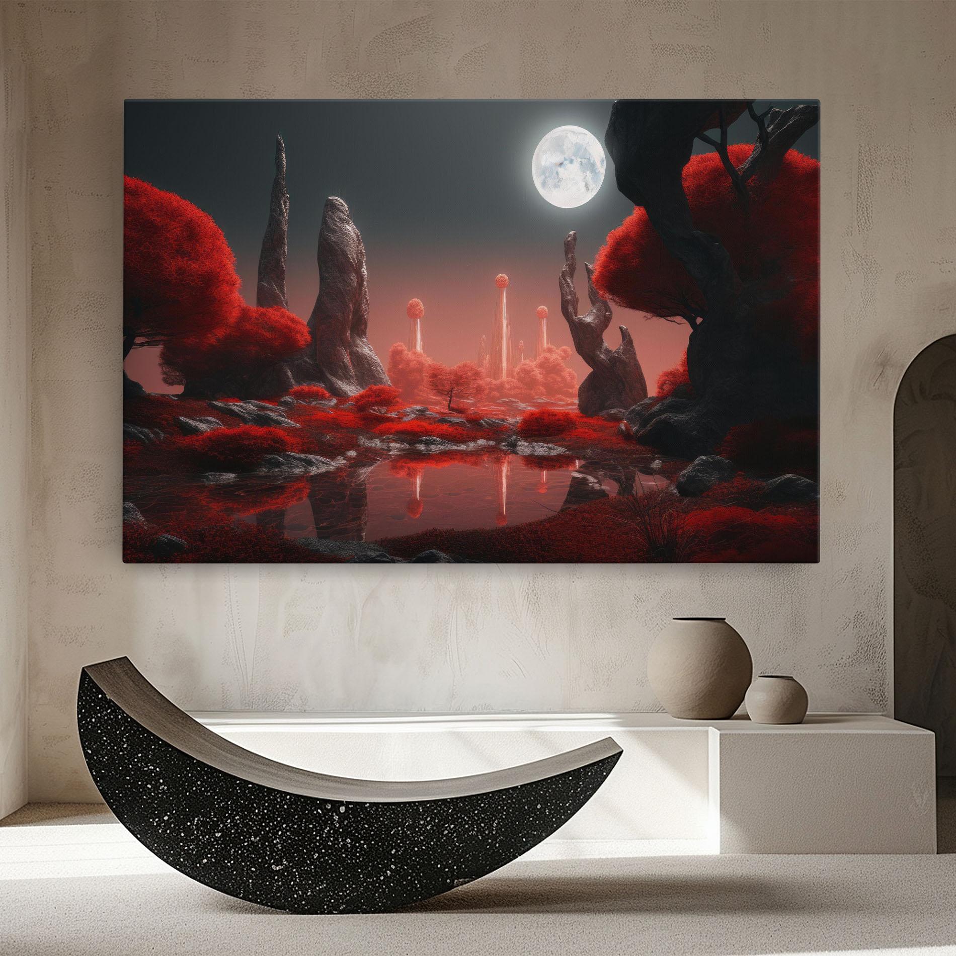 Leinwandbild Red Alien Trees mockup 8