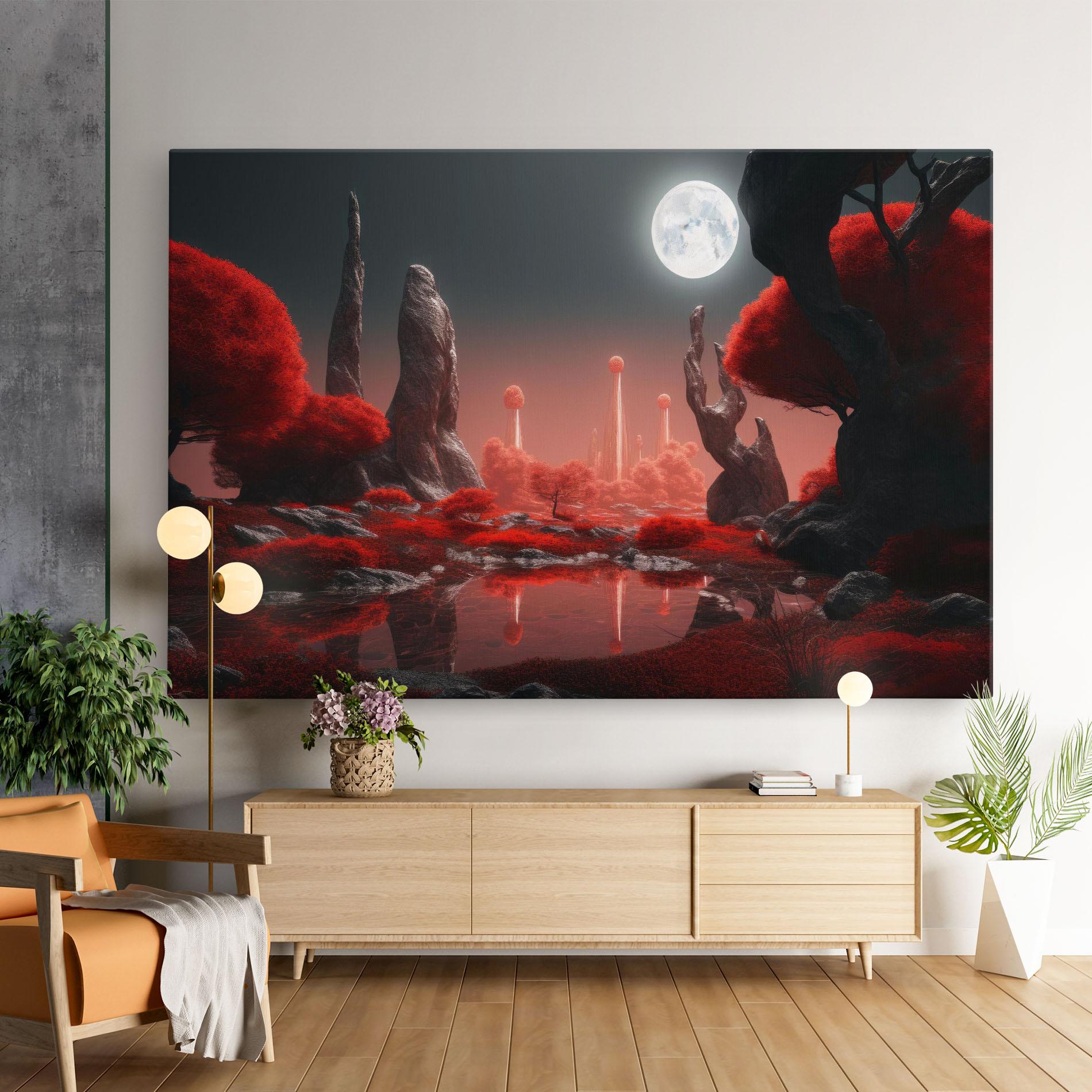 Leinwandbild Red Alien Trees mockup 9