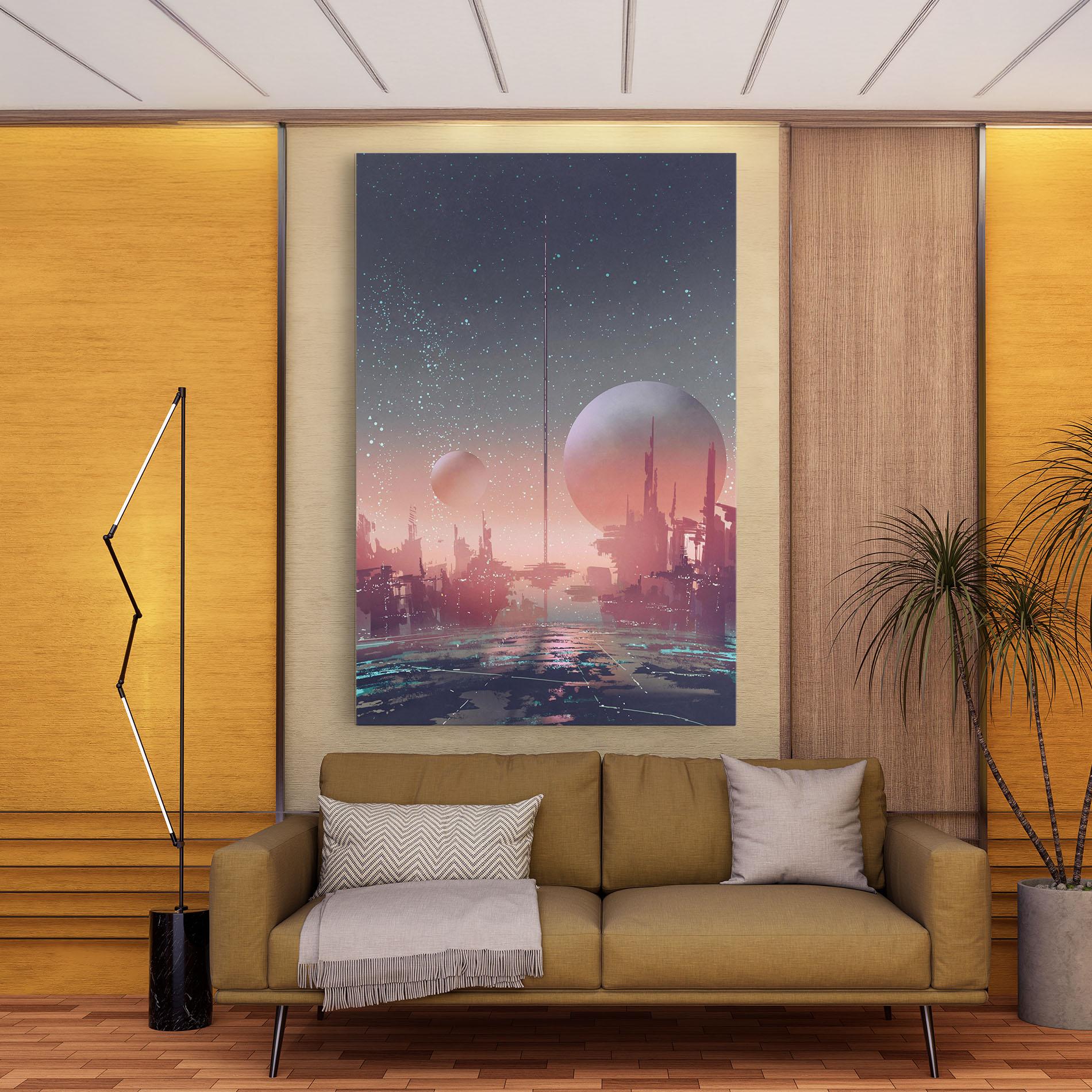 Leinwandbild Futuristic Alien Buildings mockup 9