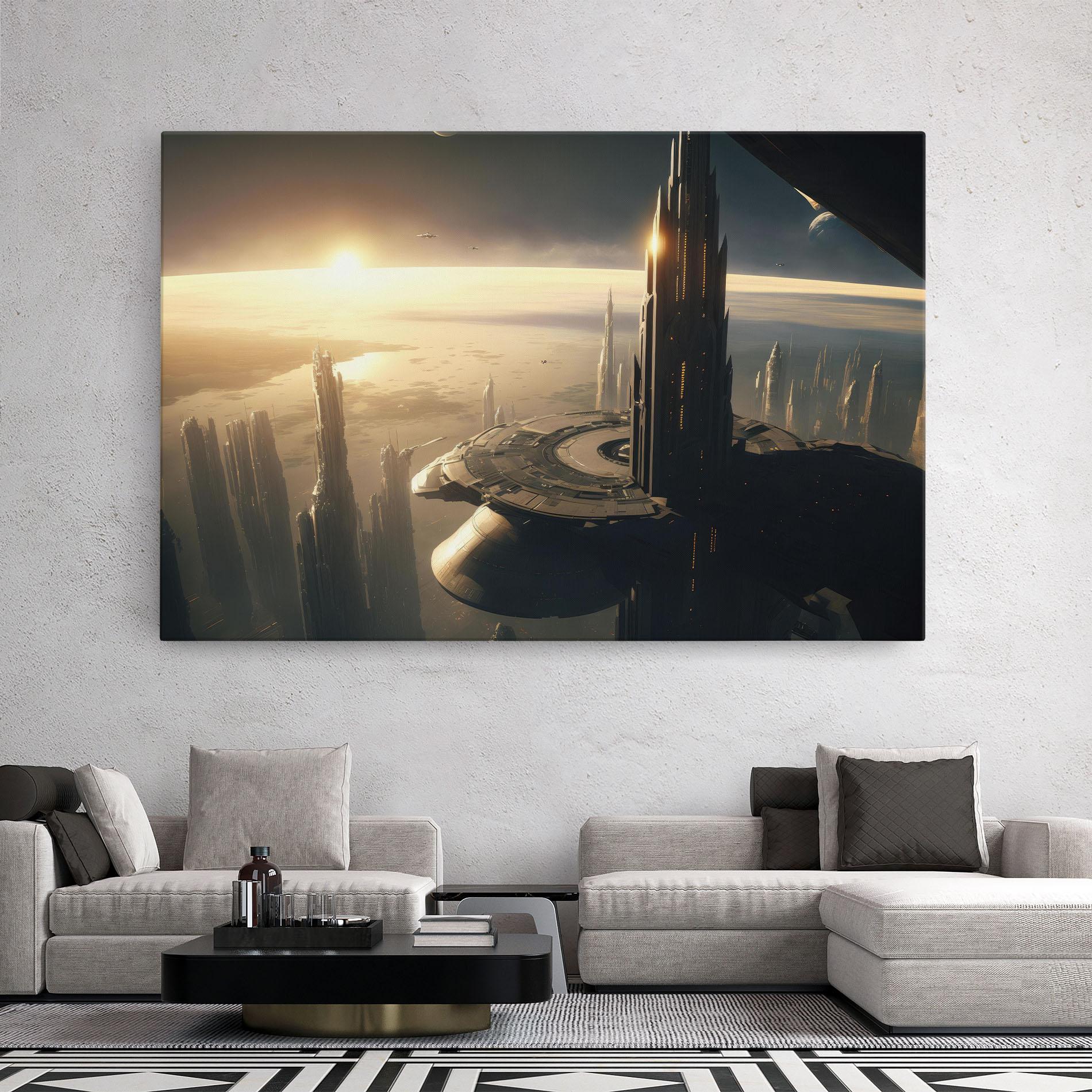 Leinwandbild Fantasy Futuristic Cityscape mockup 2