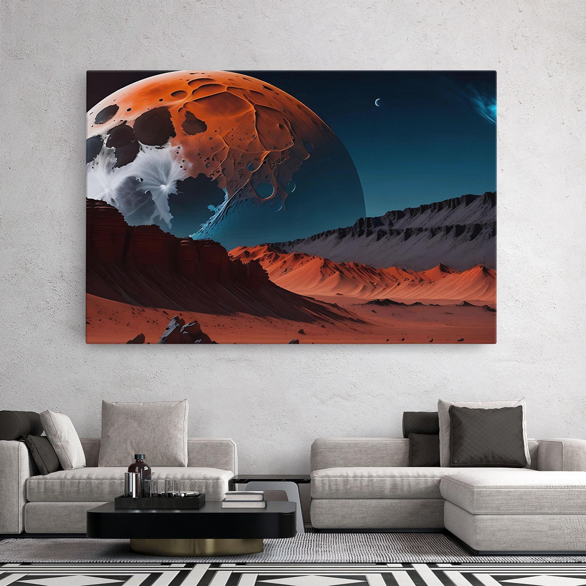 Leinwandbild Grey Orange Moon Art mockup 2