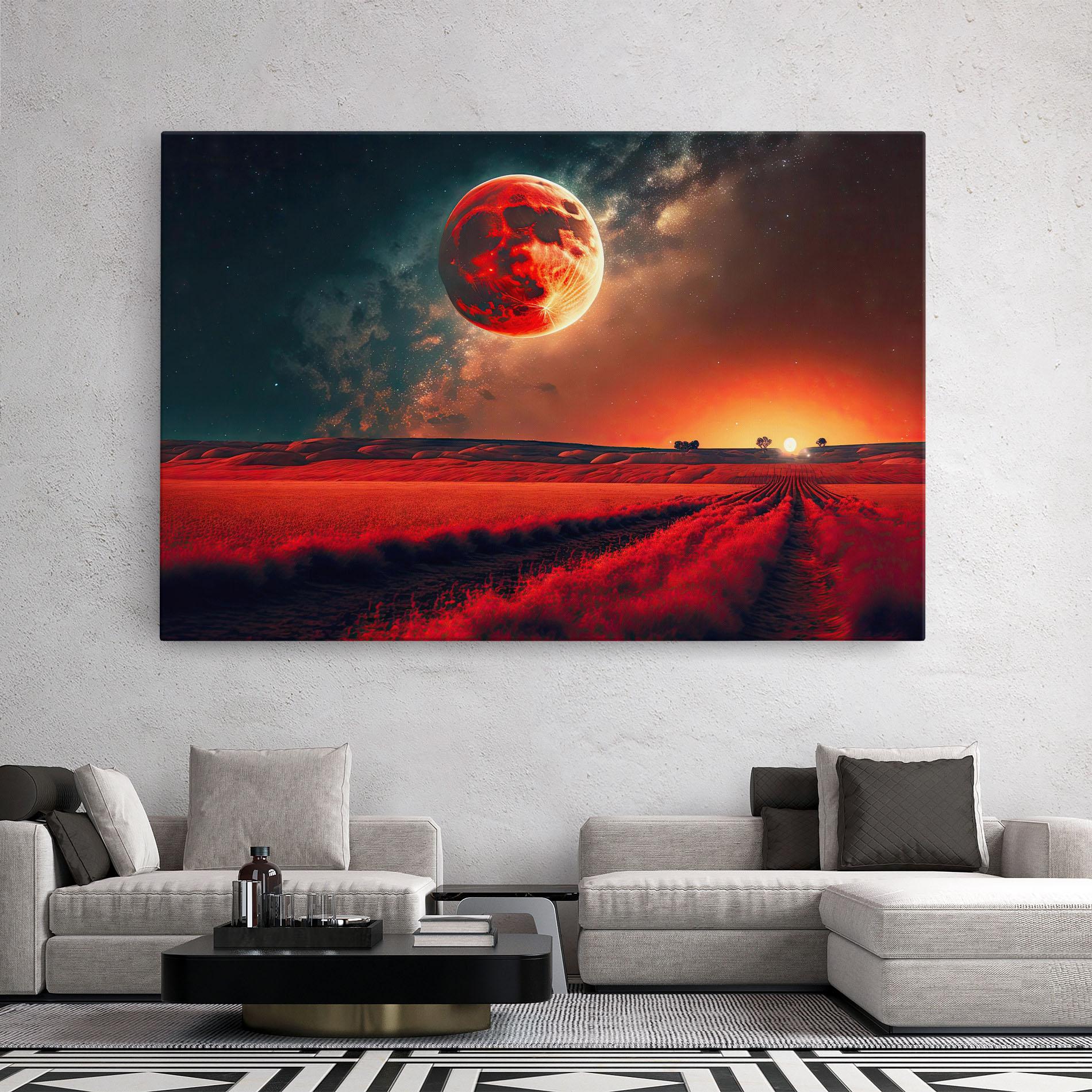 Leinwandbild Huge Red Moon mockup 2