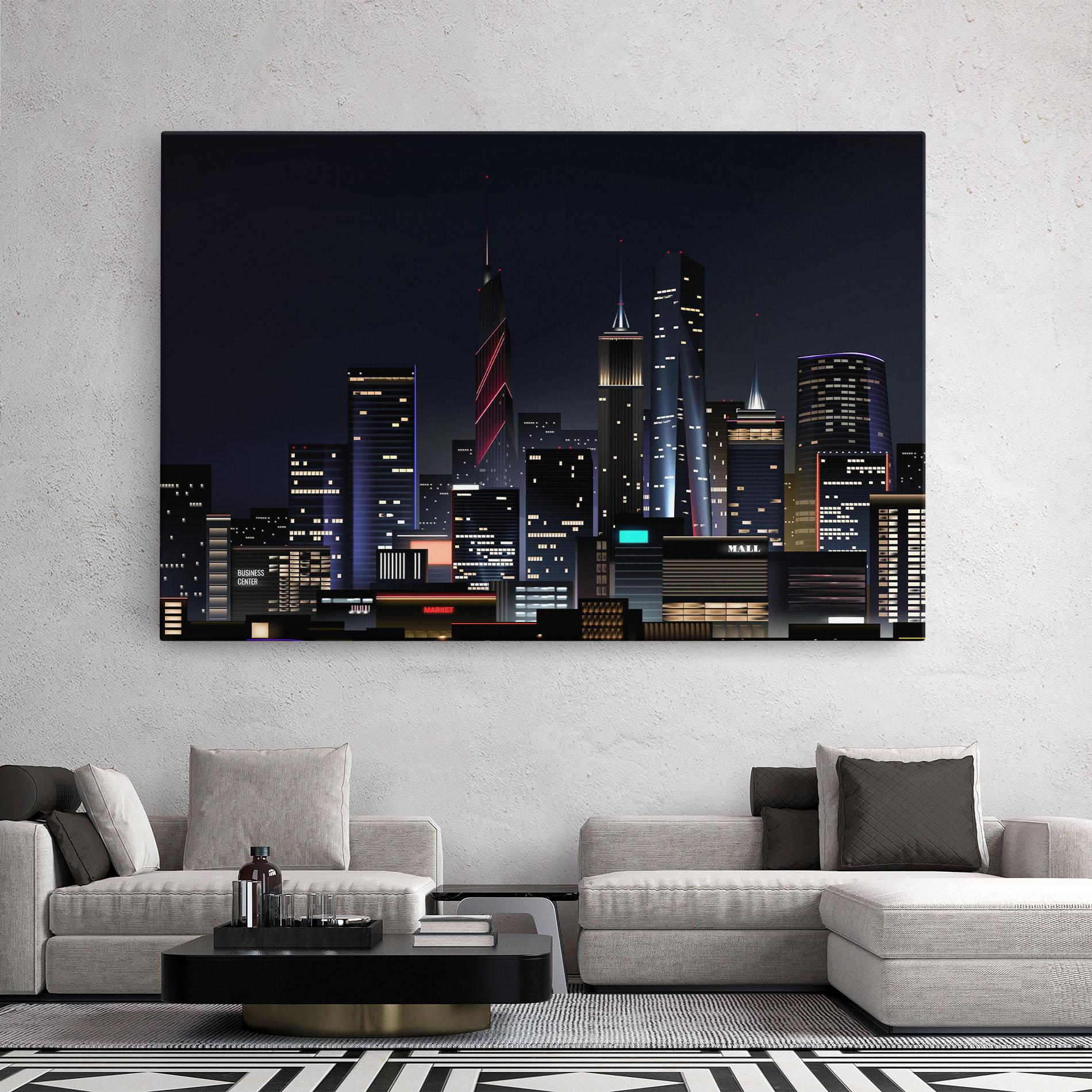 Leinwandbild Night City mockup 2