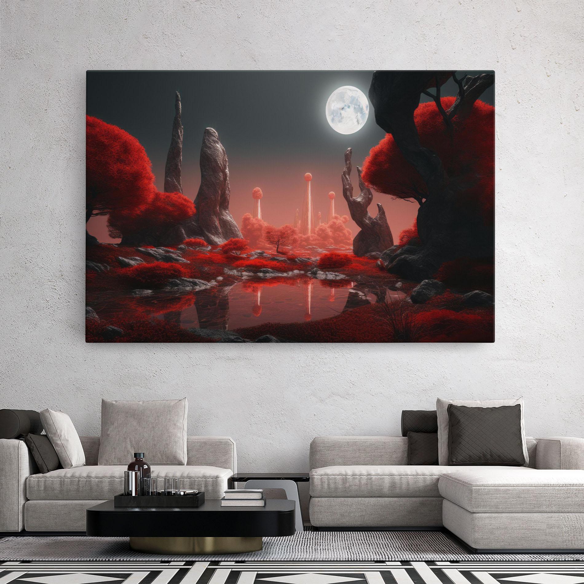 Leinwandbild Red Alien Trees mockup 2
