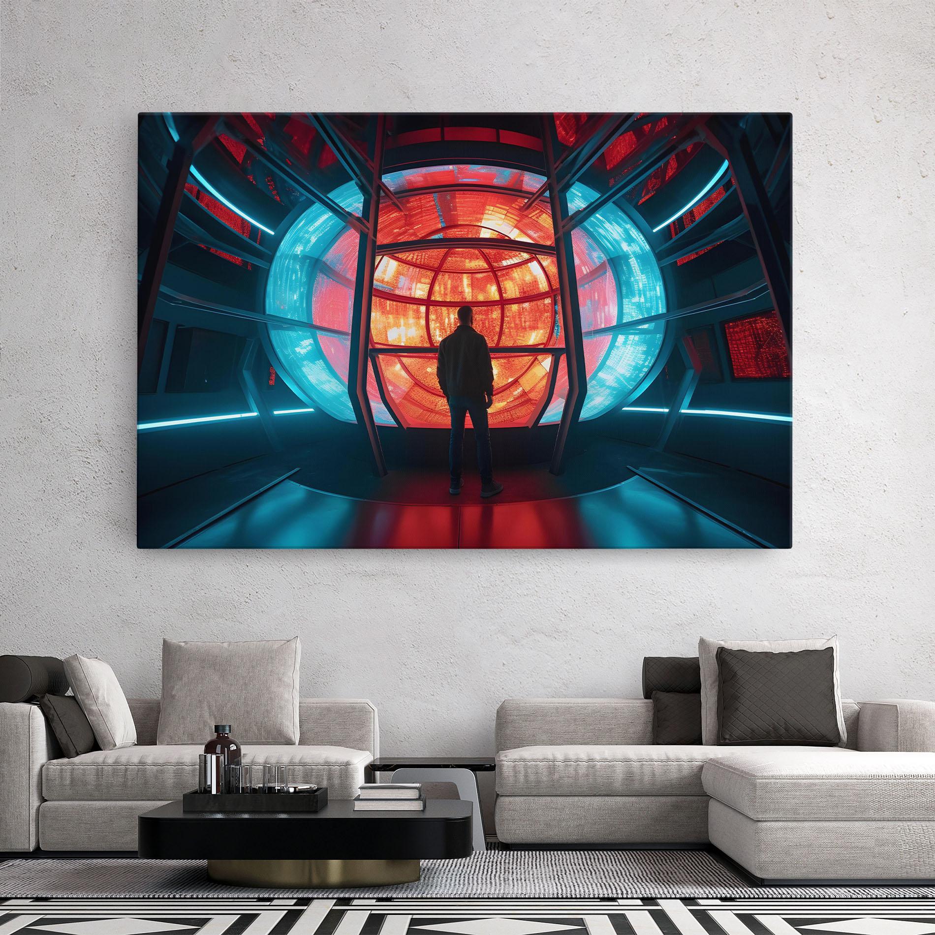 Leinwandbild Tunnel Red Blue Light mockup 2