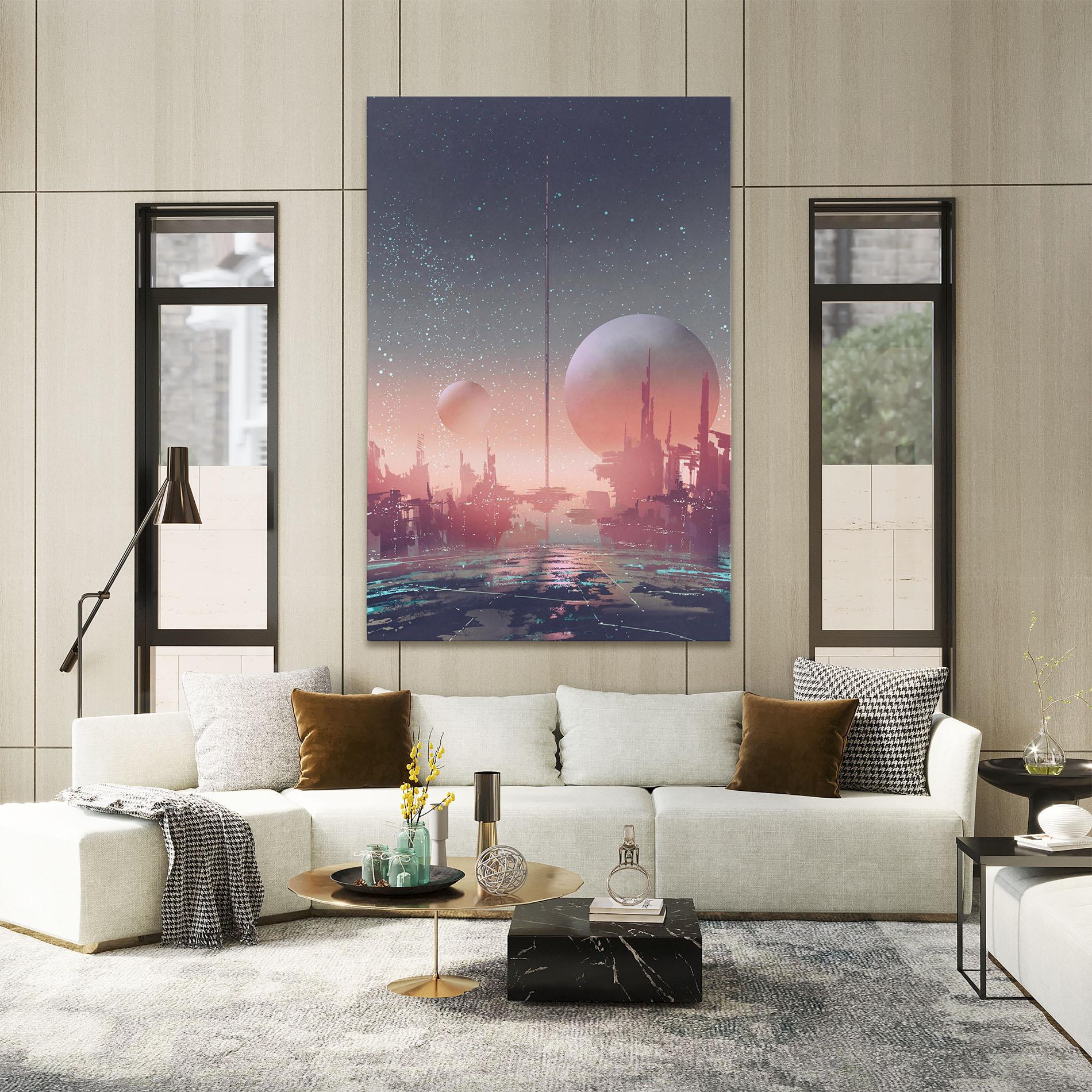 Leinwandbild Futuristic Alien Buildings mockup 2