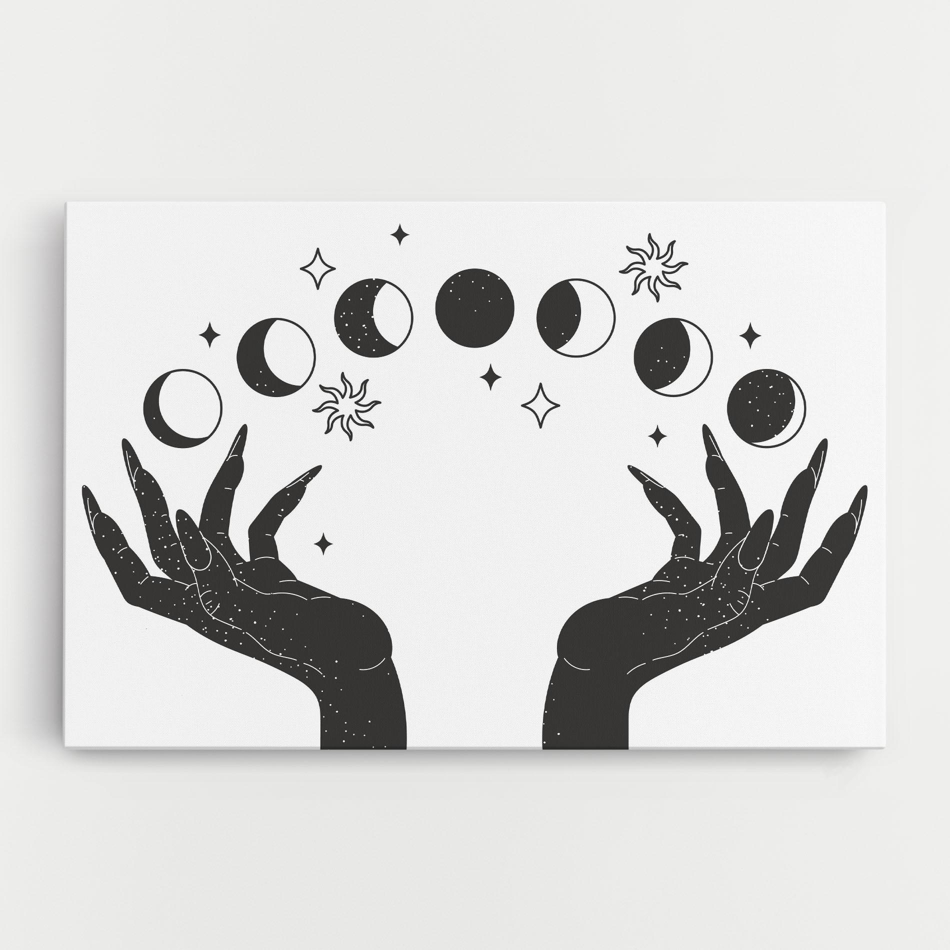 Leinwandbild Magic Moon Hands mockup 0
