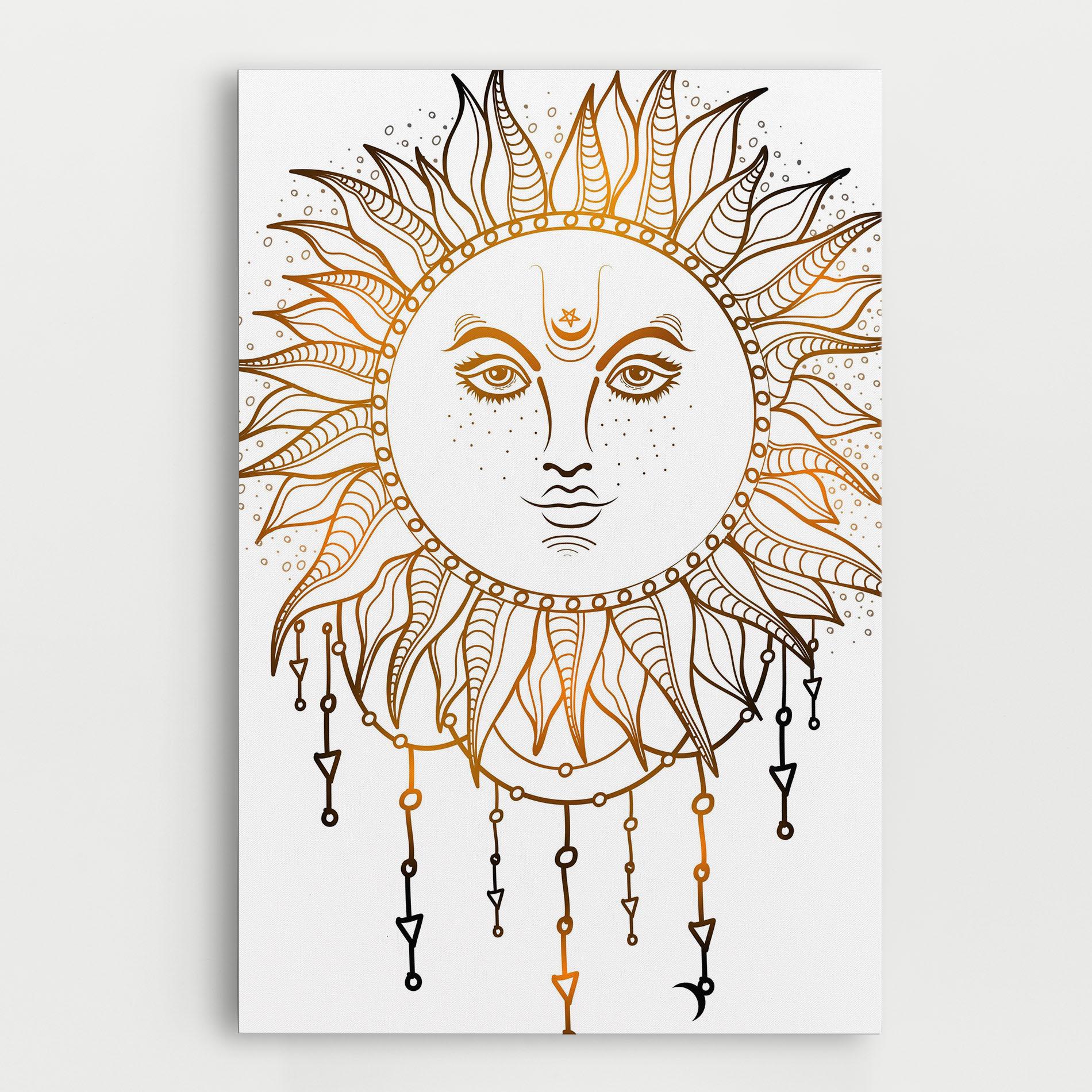 Leinwandbild Gold Sun Face mockup 0