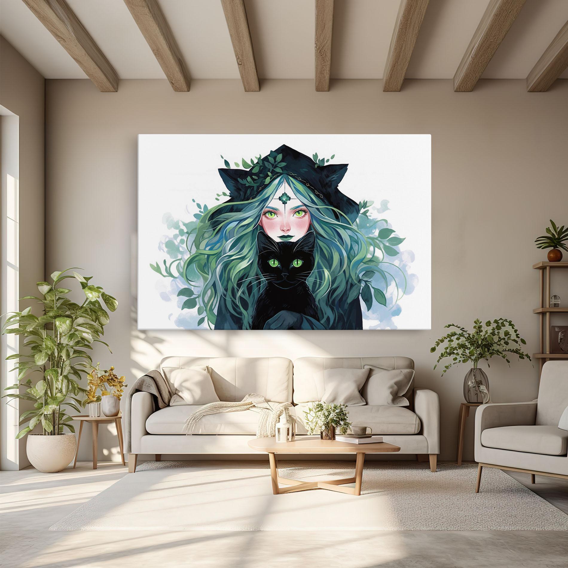 Leinwandbild Magic Cat Witch mockup 6
