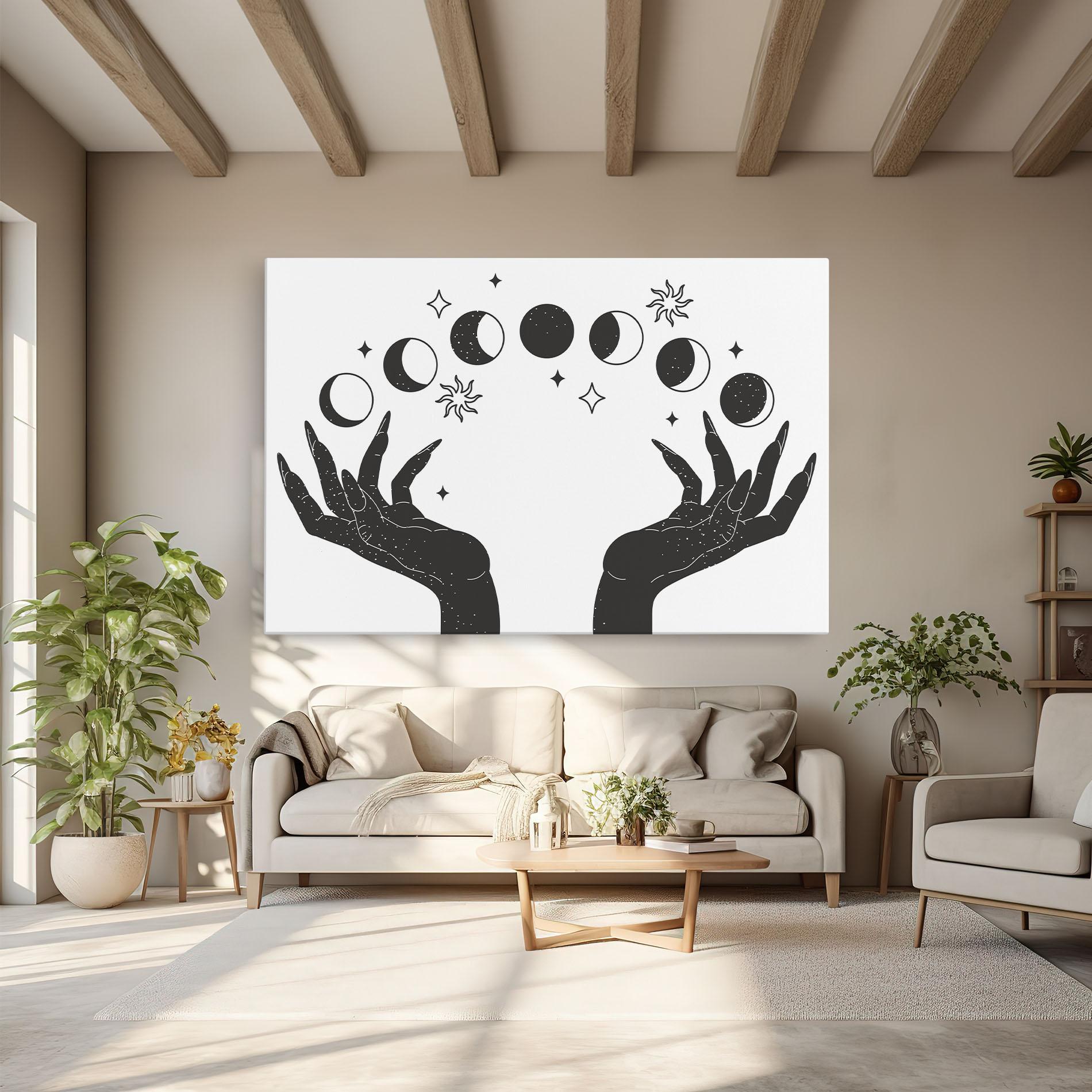 Leinwandbild Magic Moon Hands mockup 6