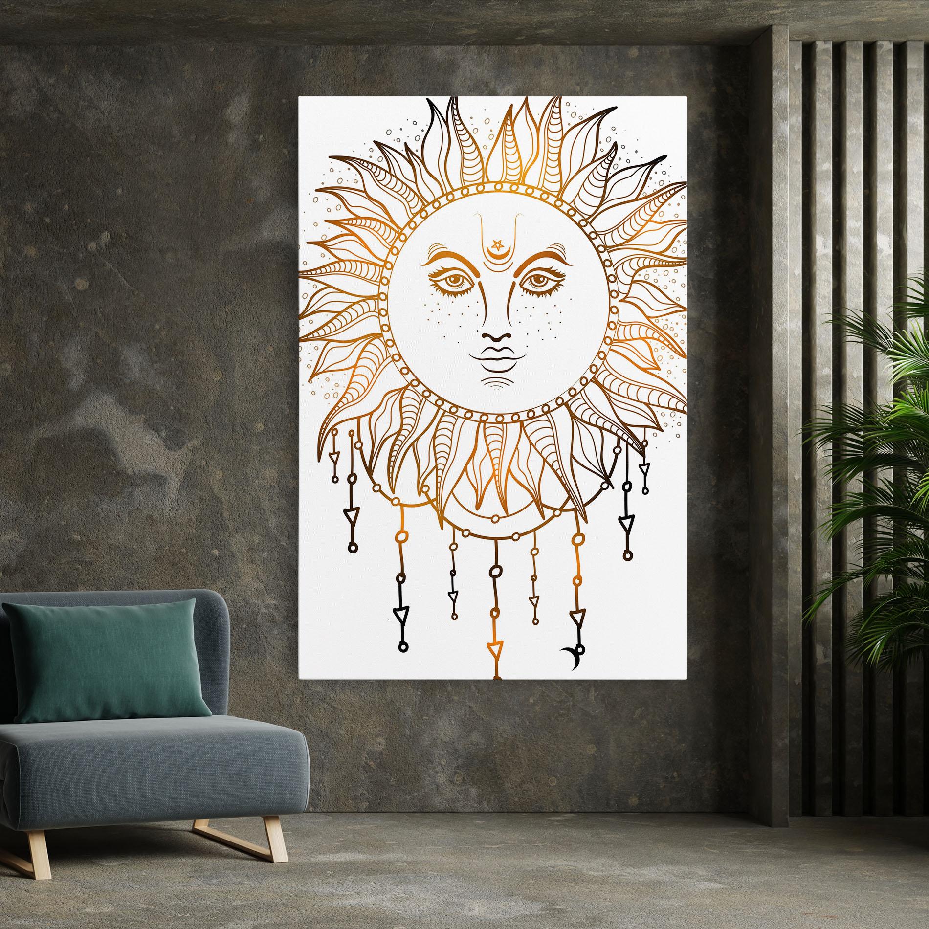 Leinwandbild Gold Sun Face mockup 7