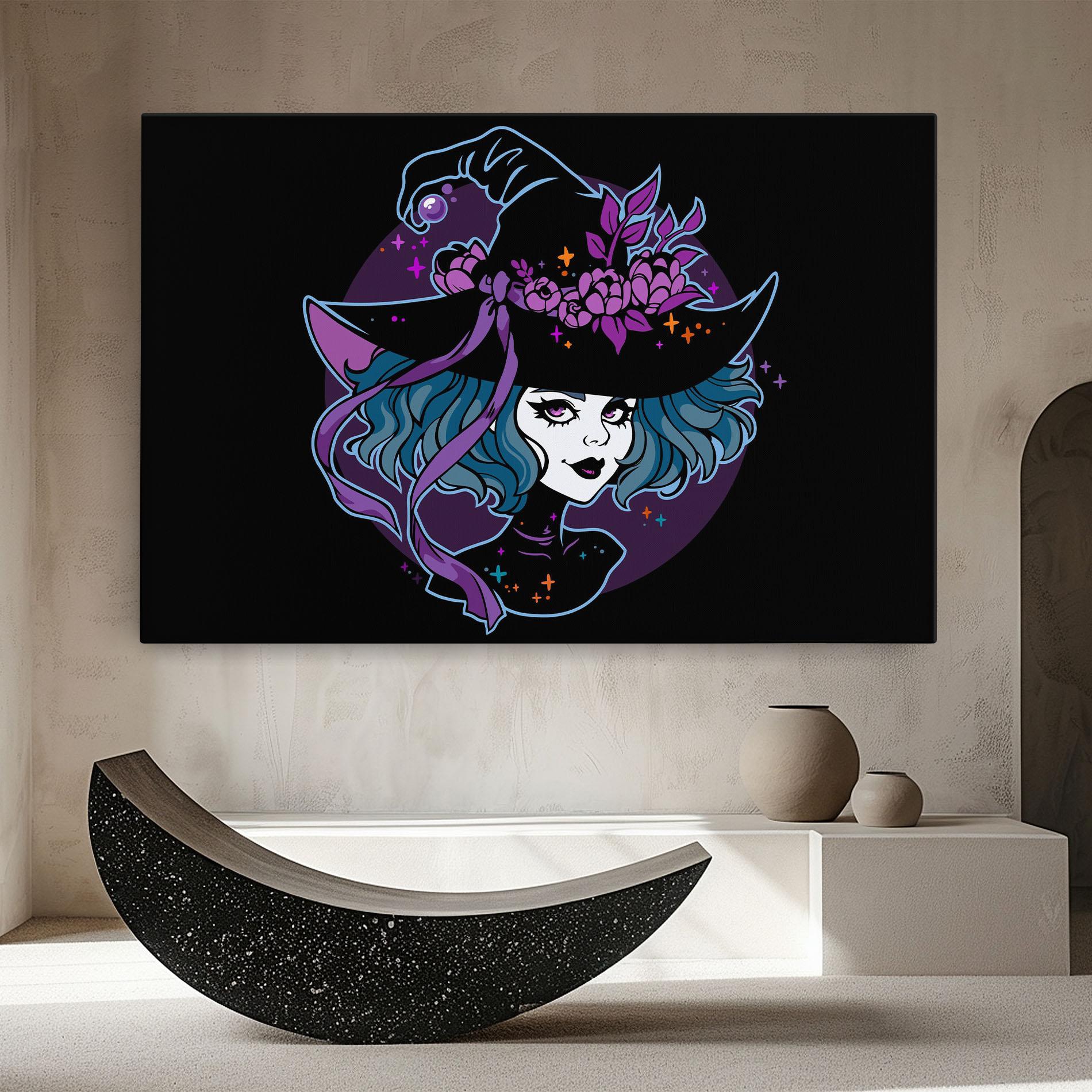 Leinwandbild Cute Purple Witch mockup 8