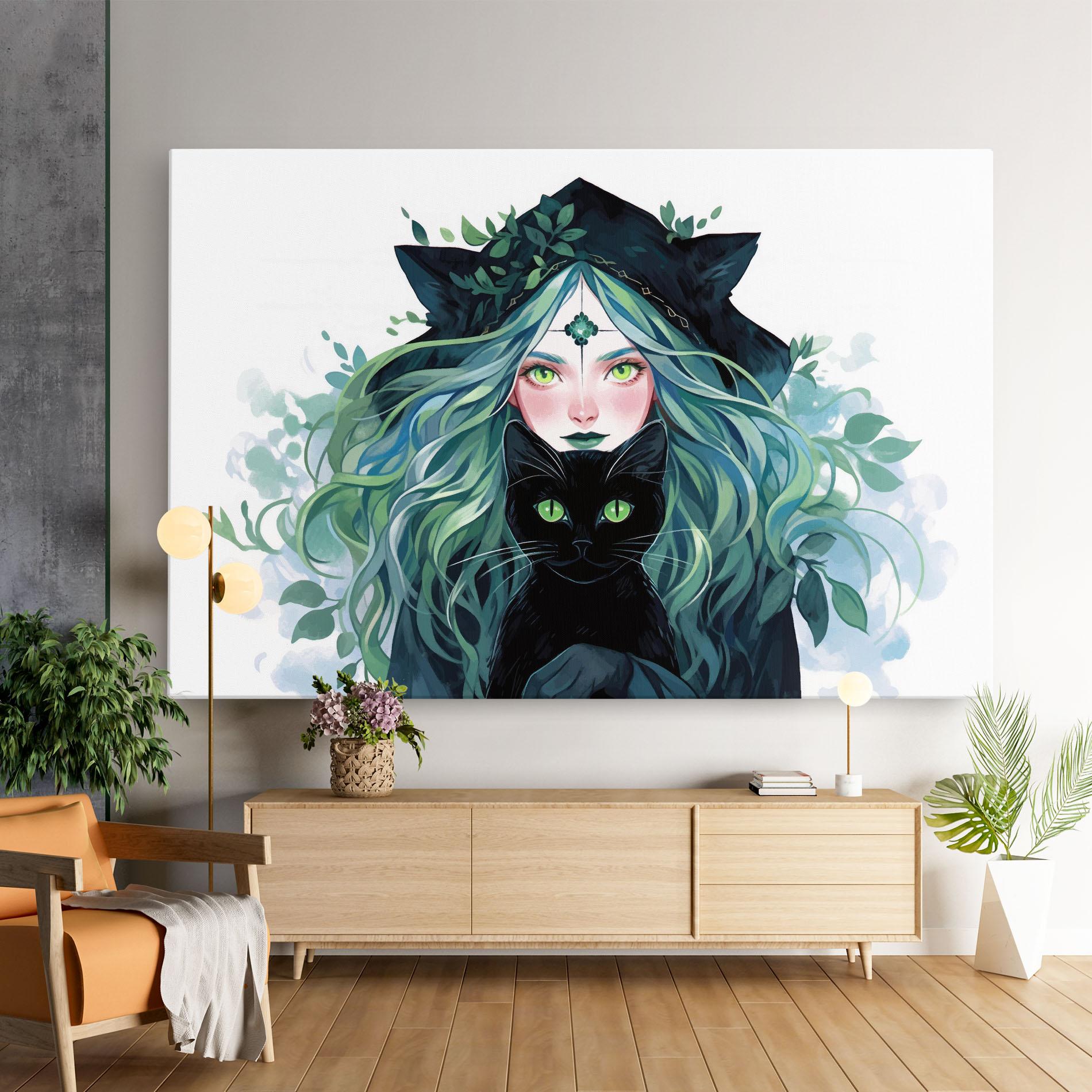 Leinwandbild Magic Cat Witch mockup 9
