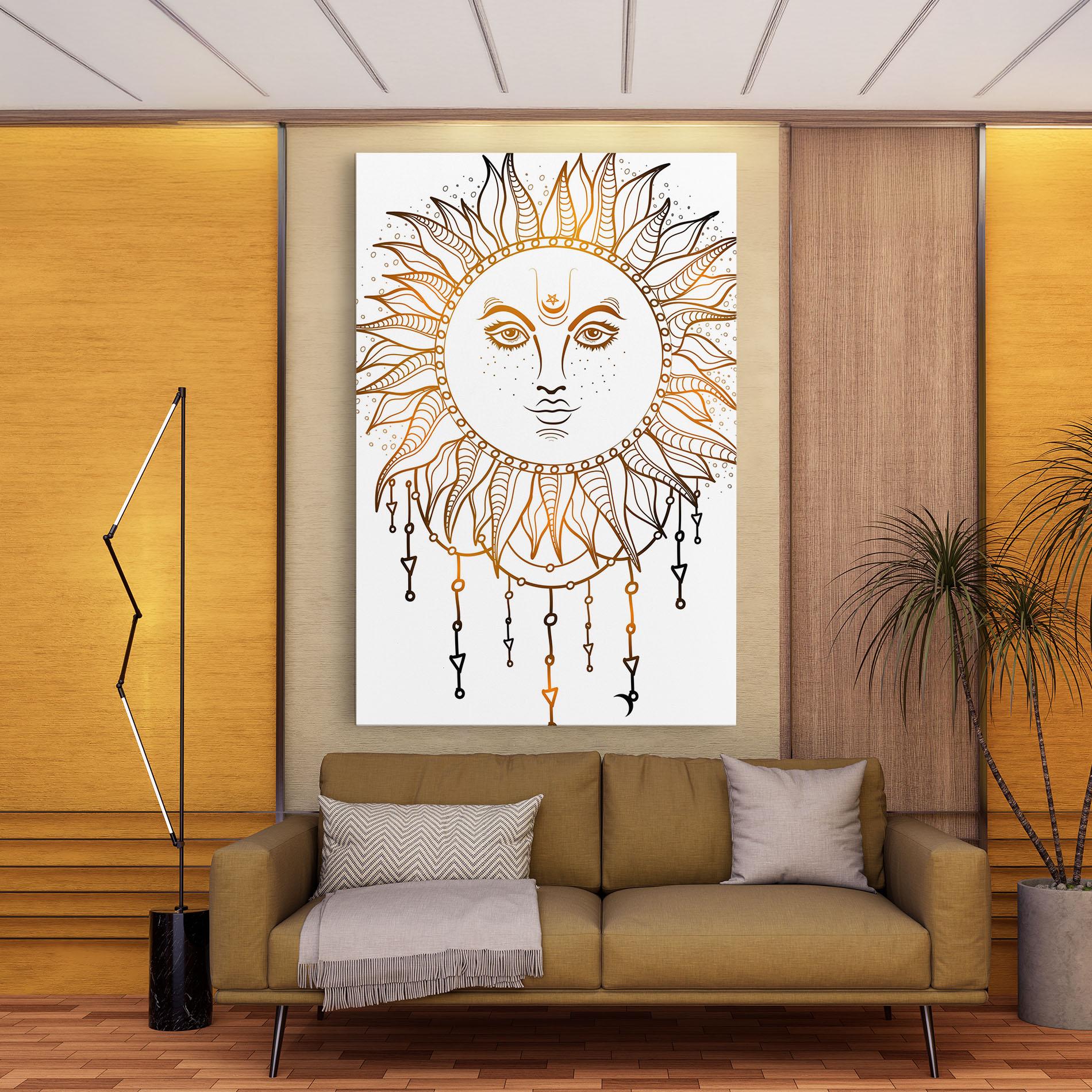 Leinwandbild Gold Sun Face mockup 9