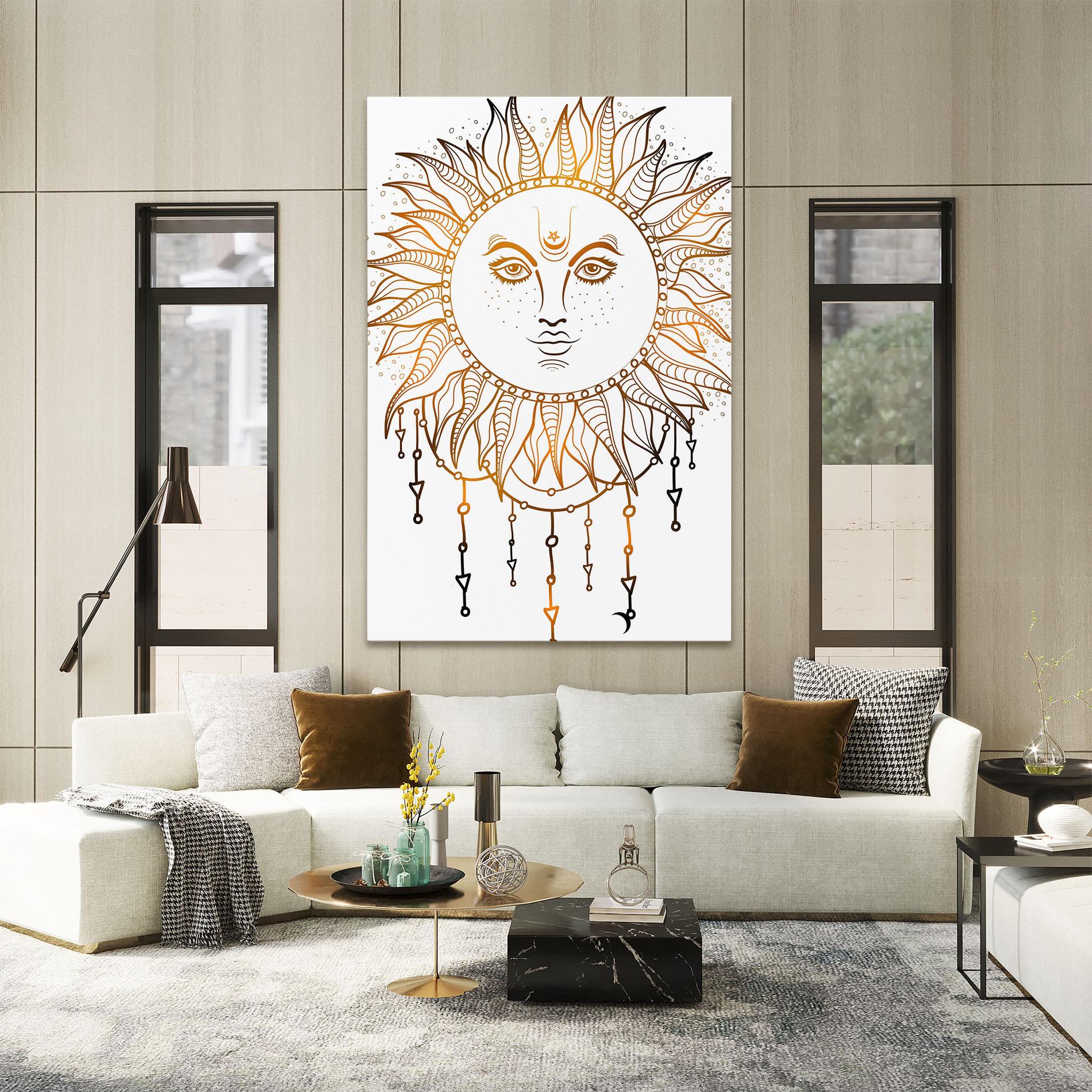 Leinwandbild Gold Sun Face mockup 2