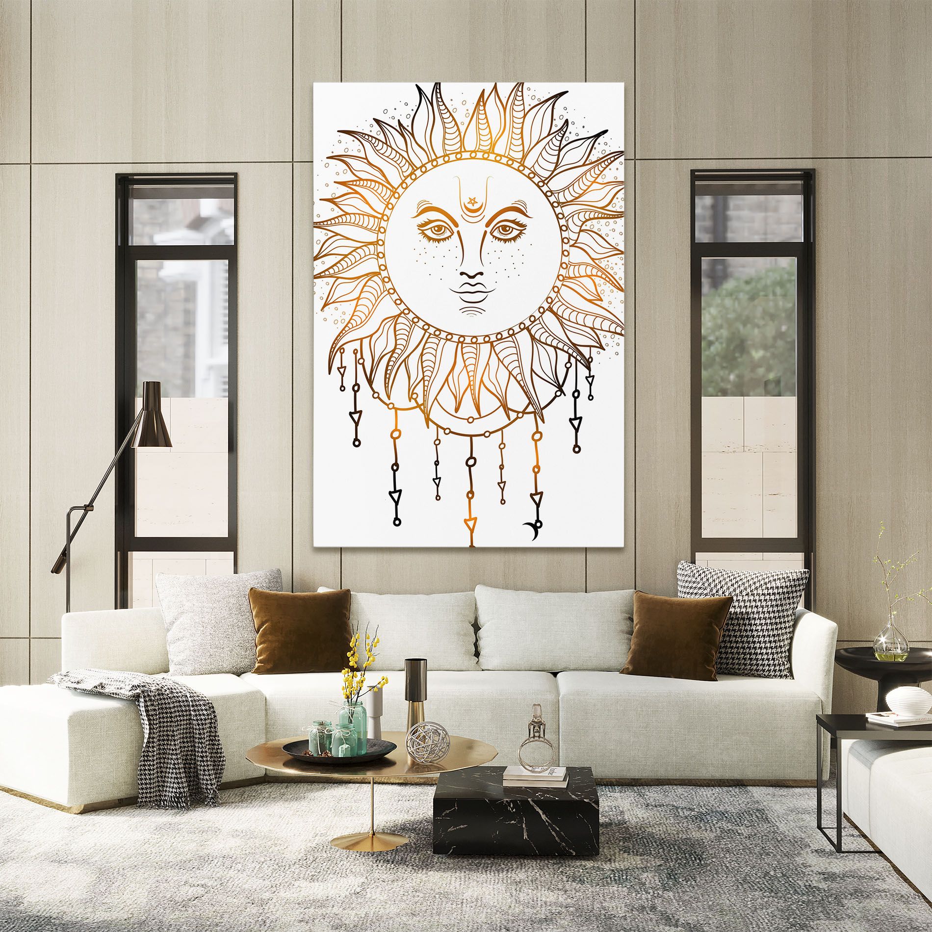 Gold Sun Face mockup 2