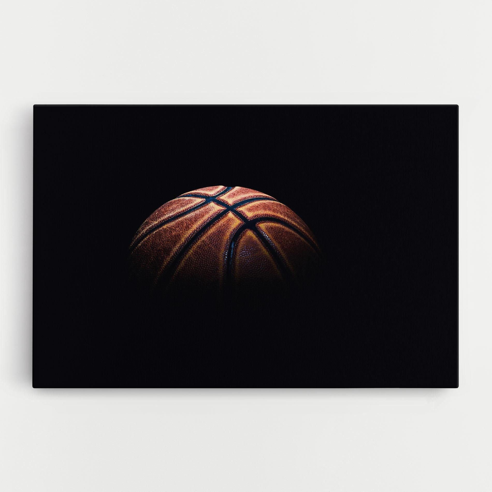 Leinwandbild Basketball Ball In Dark mockup 0