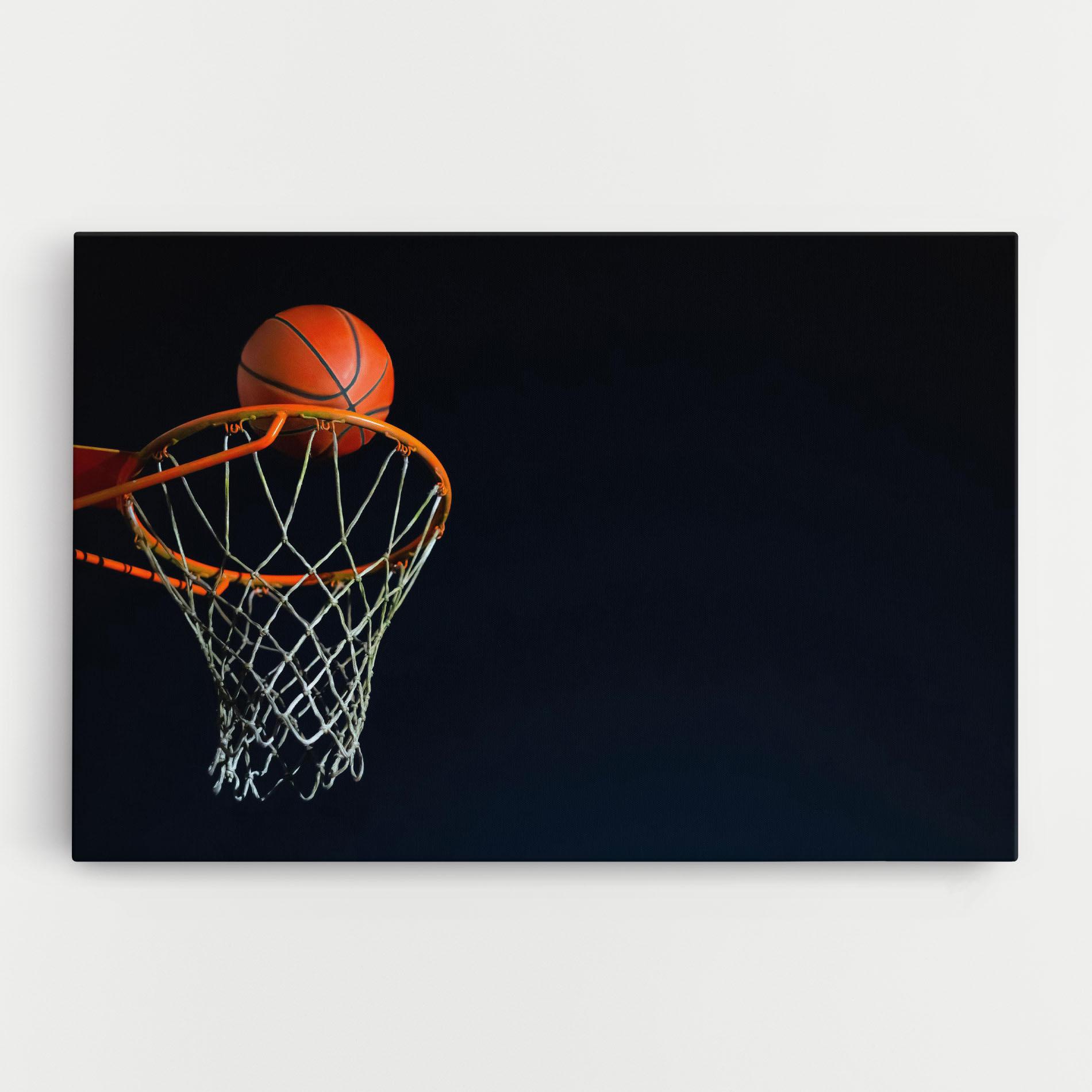 Leinwandbild Basketball Hoop On Black mockup 0