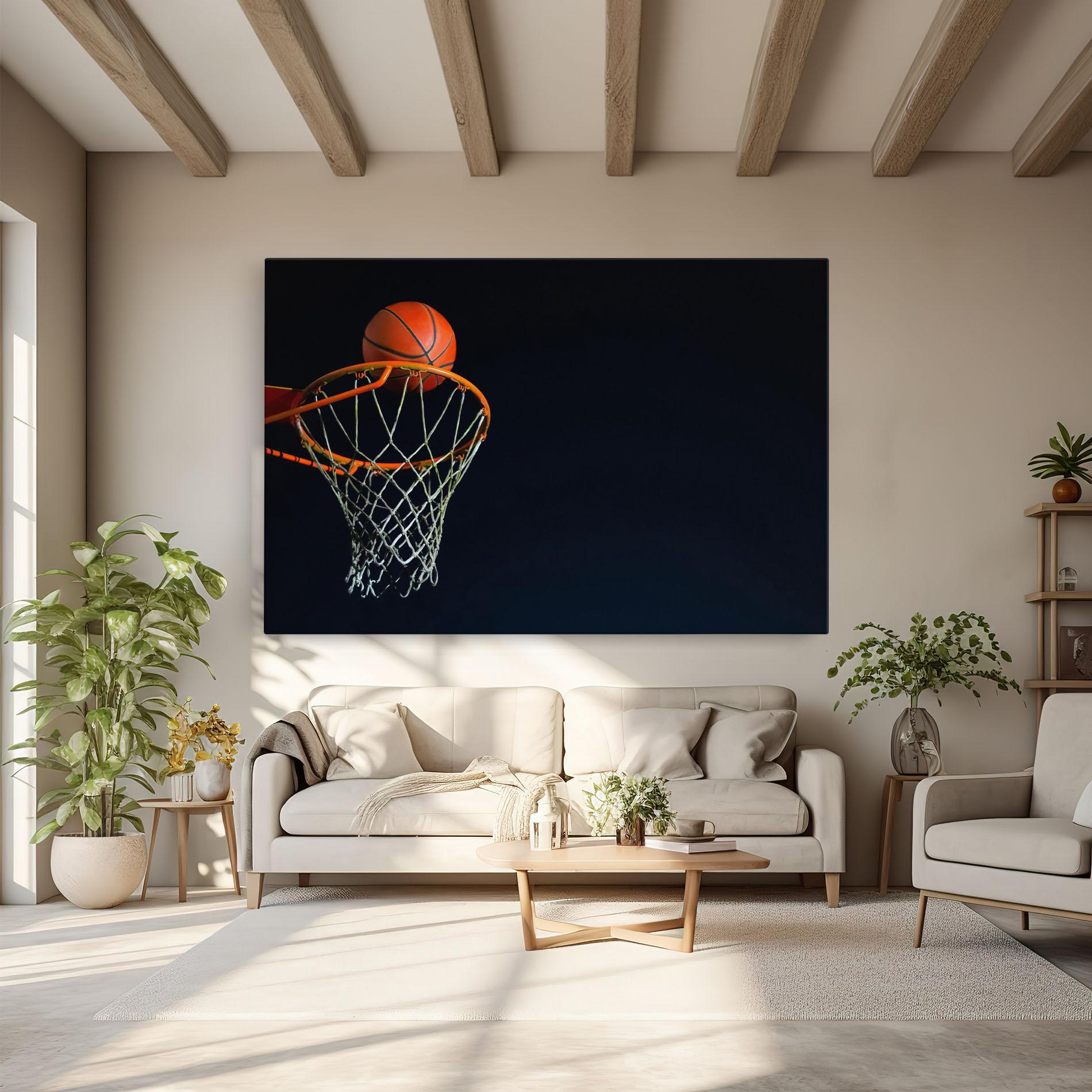 Leinwandbild Basketball Hoop On Black mockup 6