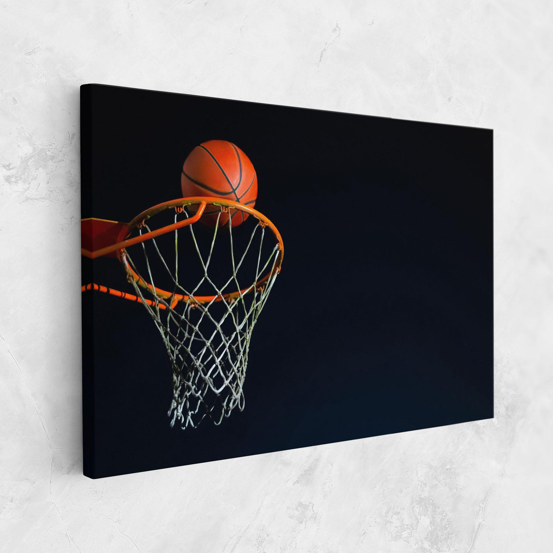 Leinwandbild Basketball Hoop On Black mockup 1